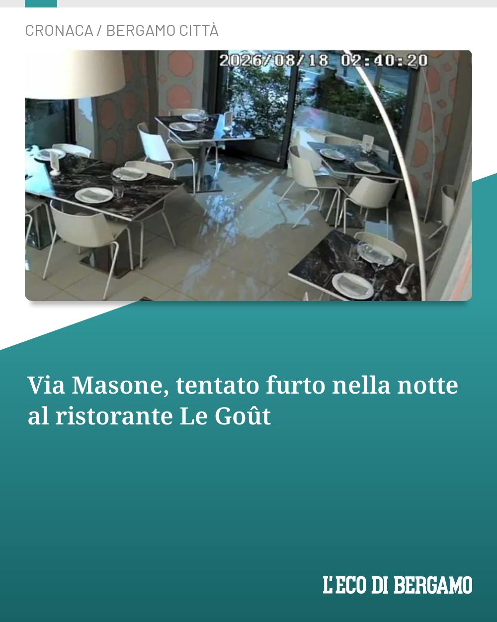 Post Instagram @ecodibergamo: Via Masone, tentato furto nella notte al ristorante Le Goût...