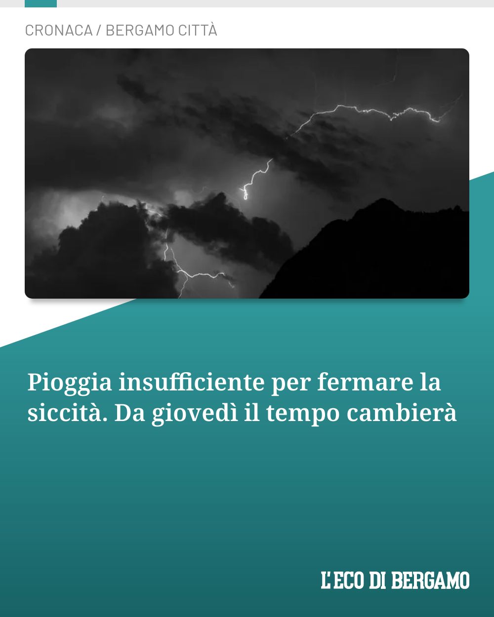 Post Instagram @ecodibergamo: Pioggia insufficiente per fermare la siccità. Da giovedì il tempo cambierà...