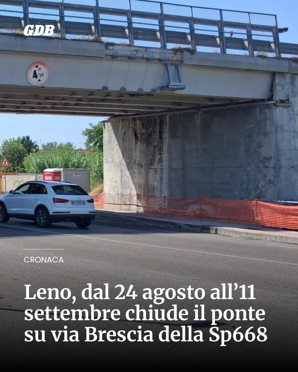 Post Instagram @giornaledibrescia: Leno, dal 24 agosto all’11 settembre chiude il ponte su via Brescia della Sp668...