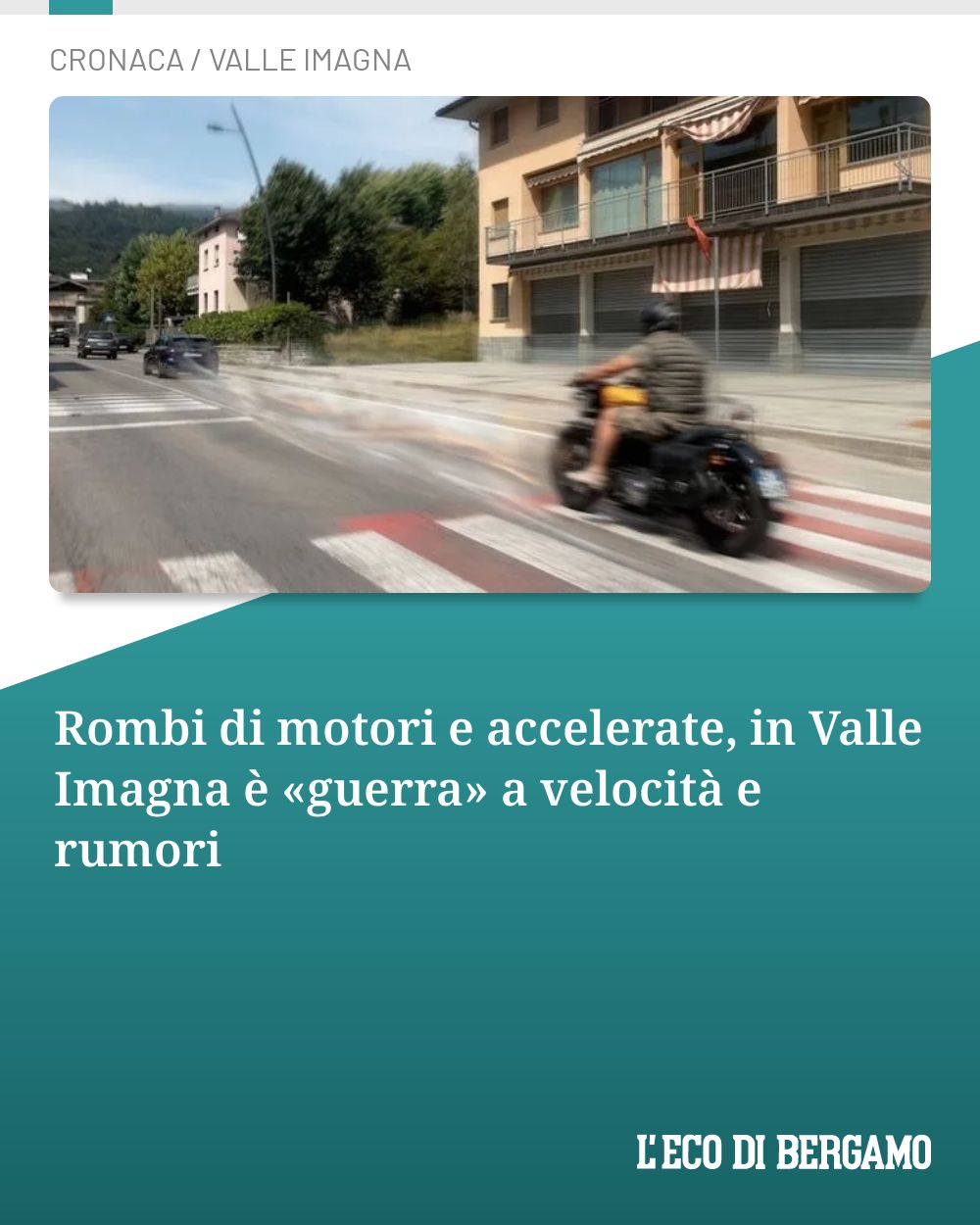 Post Instagram @ecodibergamo: Rombi di motori e accelerate, in Valle Imagna è «guerra» a velocità e rumori...