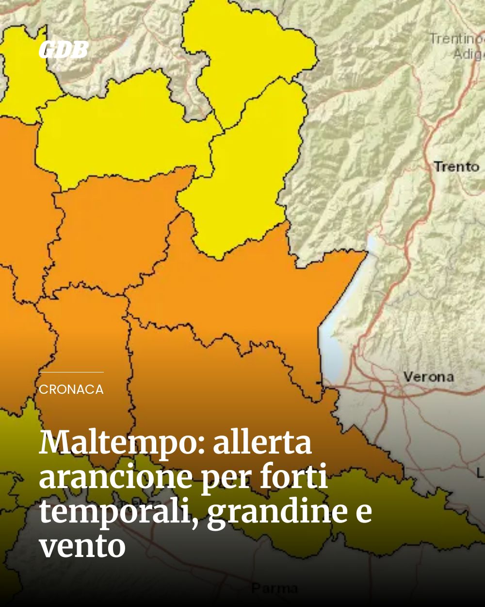 Post Instagram @giornaledibrescia: Maltempo: allerta arancione per forti temporali, grandine e vento...
