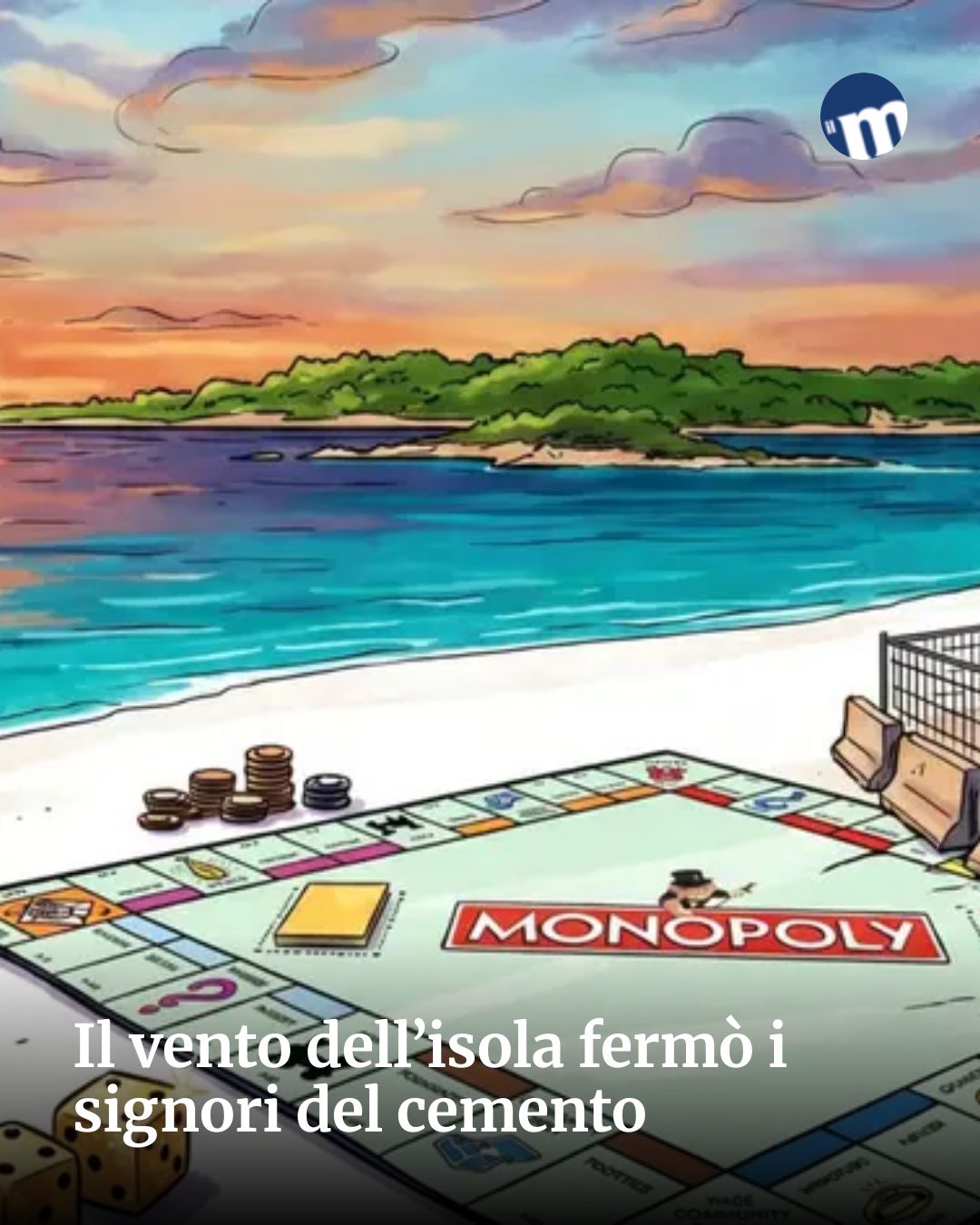 Post Instagram @socialbeat.test: Il vento dell’isola fermò i signori del cemento...