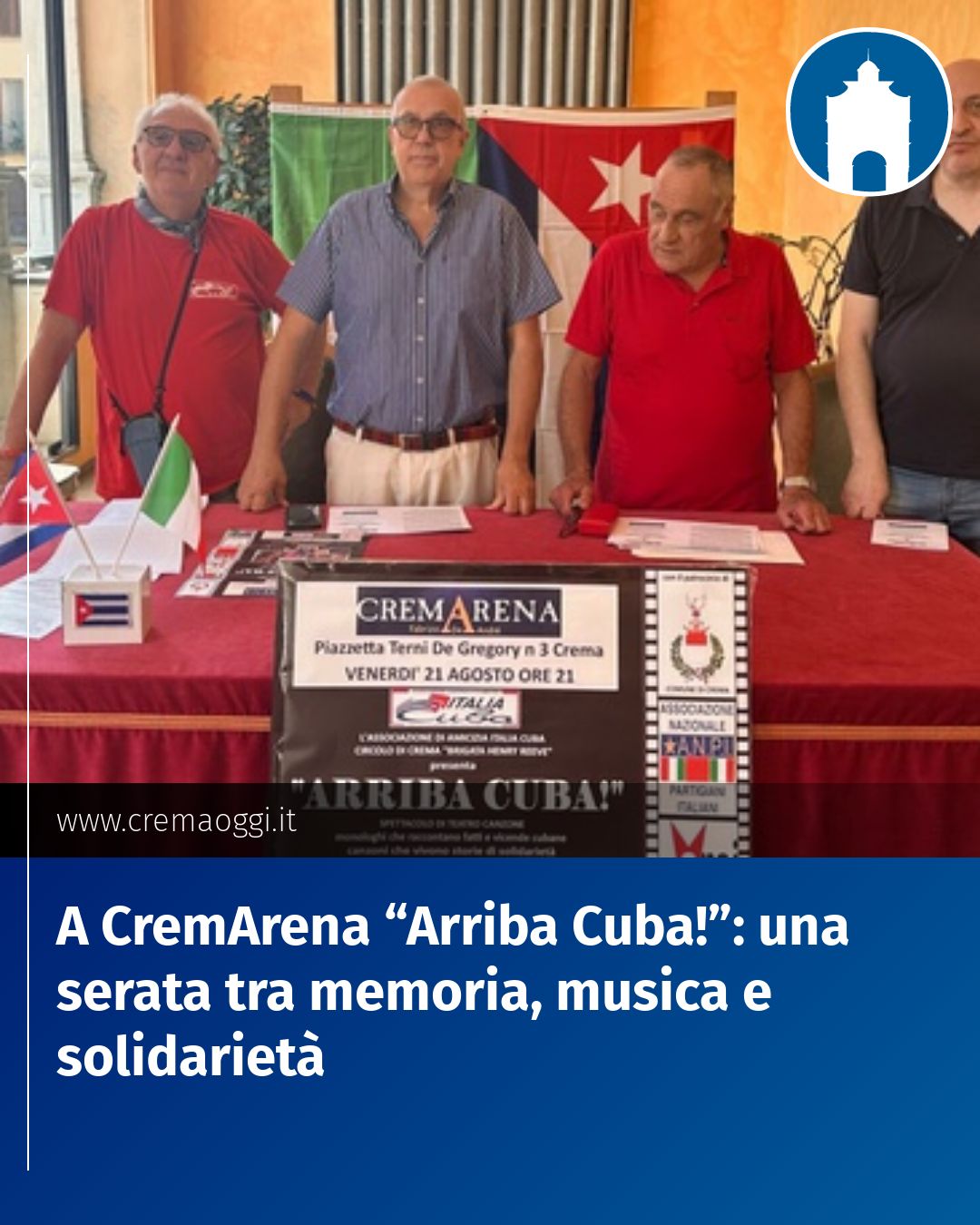 Post Instagram @redazione@cremaoggi.it: A CremArena “Arriba Cuba!”: una serata tra memoria, musica e solidarietà...