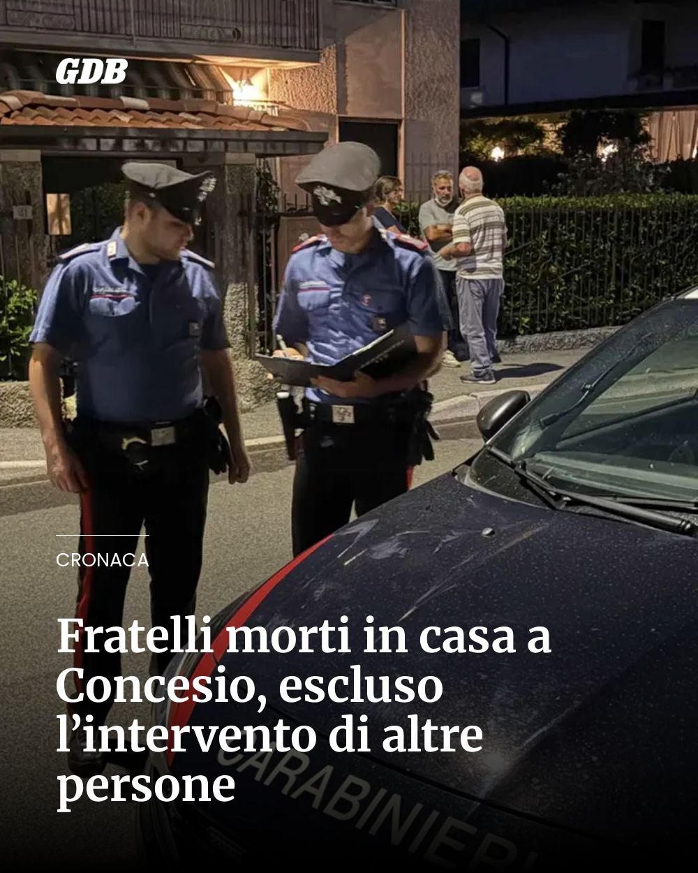 Post Instagram @giornaledibrescia: Fratelli morti in casa a Concesio, escluso l’intervento di altre persone...