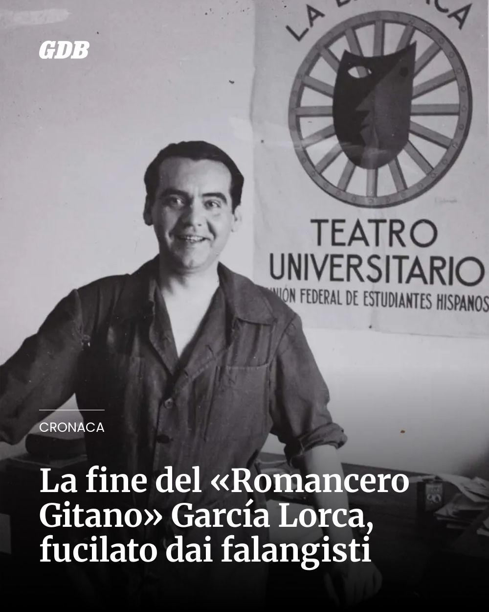 Post Instagram @giornaledibrescia: La fine del «Romancero Gitano» García Lorca, fucilato dai falangisti...