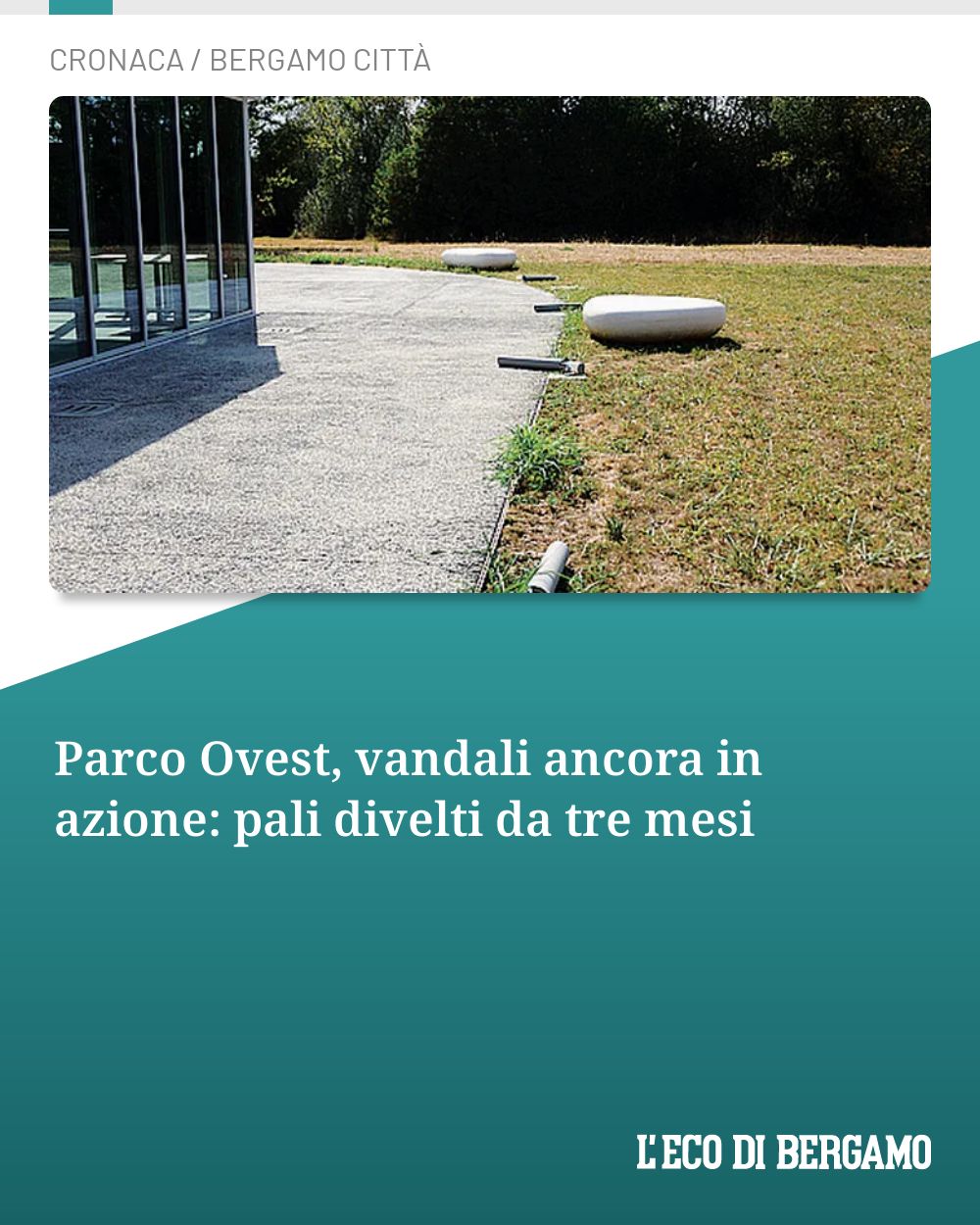 Post Instagram @ecodibergamo: Parco Ovest, vandali ancora in azione: pali divelti da tre mesi...