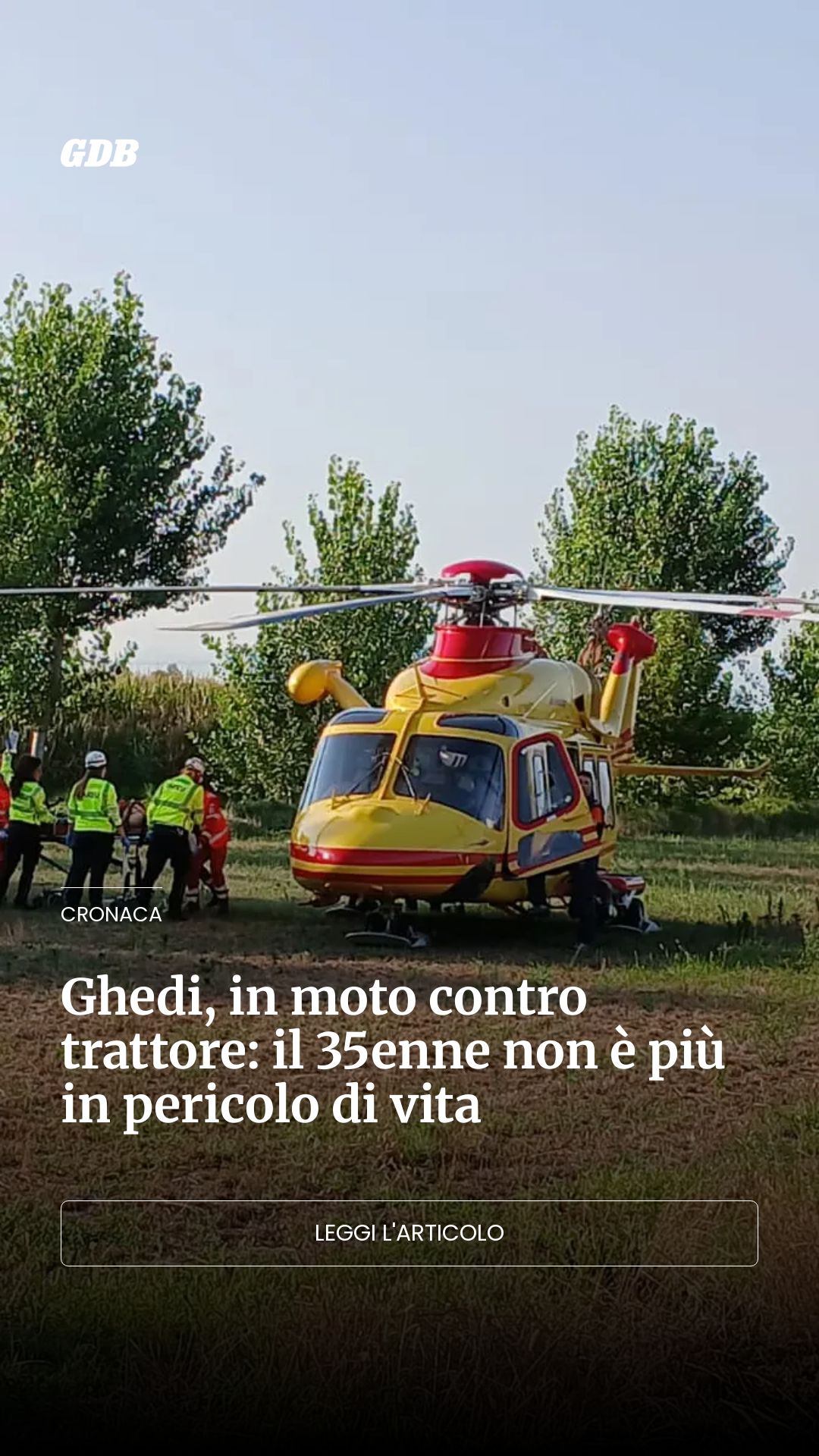 Ghedi, in moto contro trattore: il 35enne non è più in pericolo di vita...