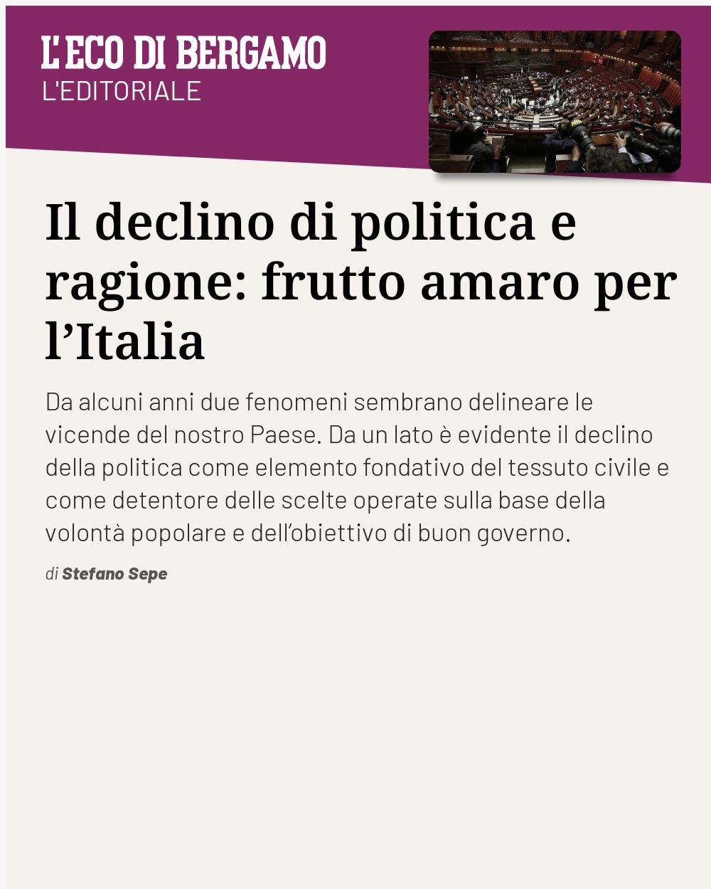 Il declino di politica e ragione: frutto amaro per l’Italia...