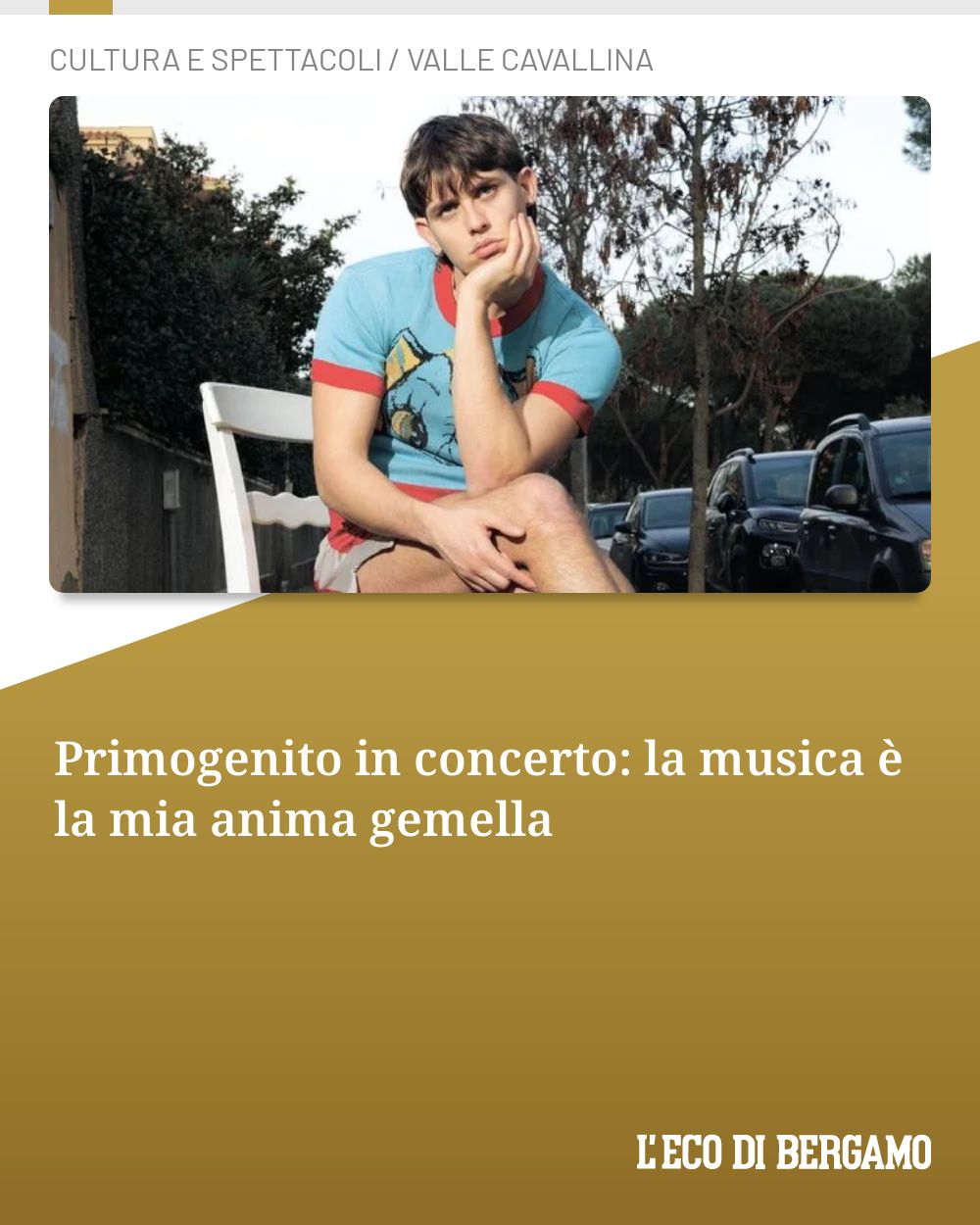 Post Instagram @ecodibergamo: Primogenito in concerto: la musica è la mia anima gemella...