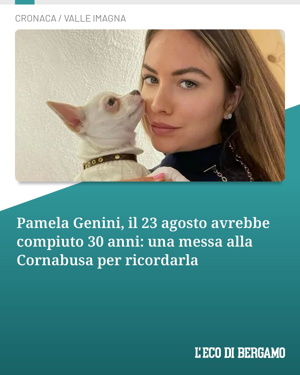 Post Instagram @ecodibergamo: Pamela Genini, il 23 agosto avrebbe compiuto 30 anni: una messa alla Cornabusa per ricordarla...