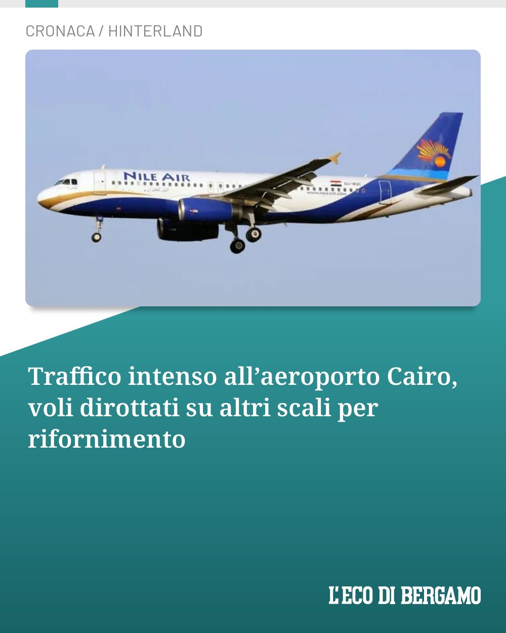 Post Instagram @ecodibergamo: Traffico intenso all’aeroporto Cairo, voli dirottati su altri scali per rifornimento...