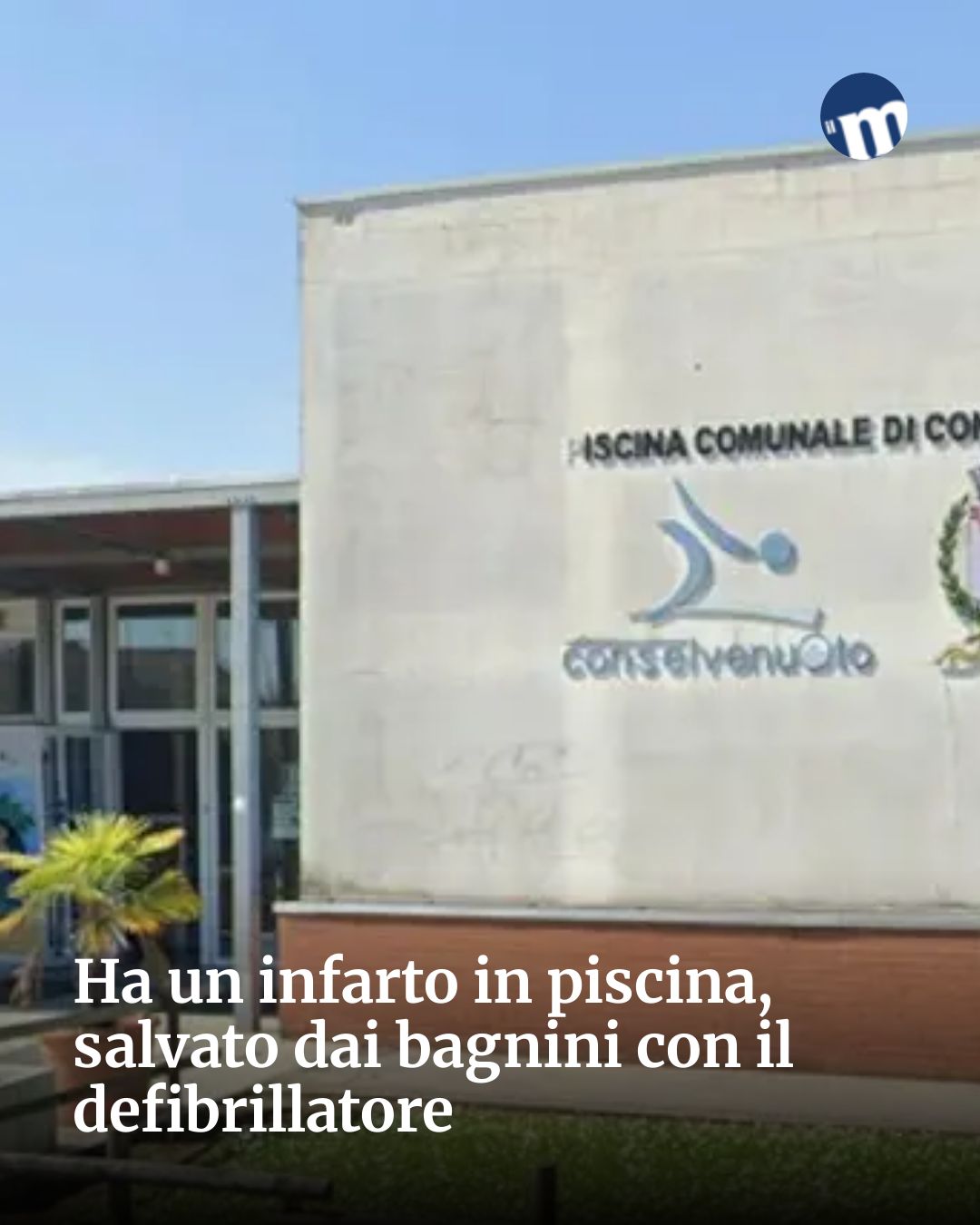 Post Instagram @socialbeat.test: Ha un infarto in piscina, salvato dai bagnini con il defibrillatore...