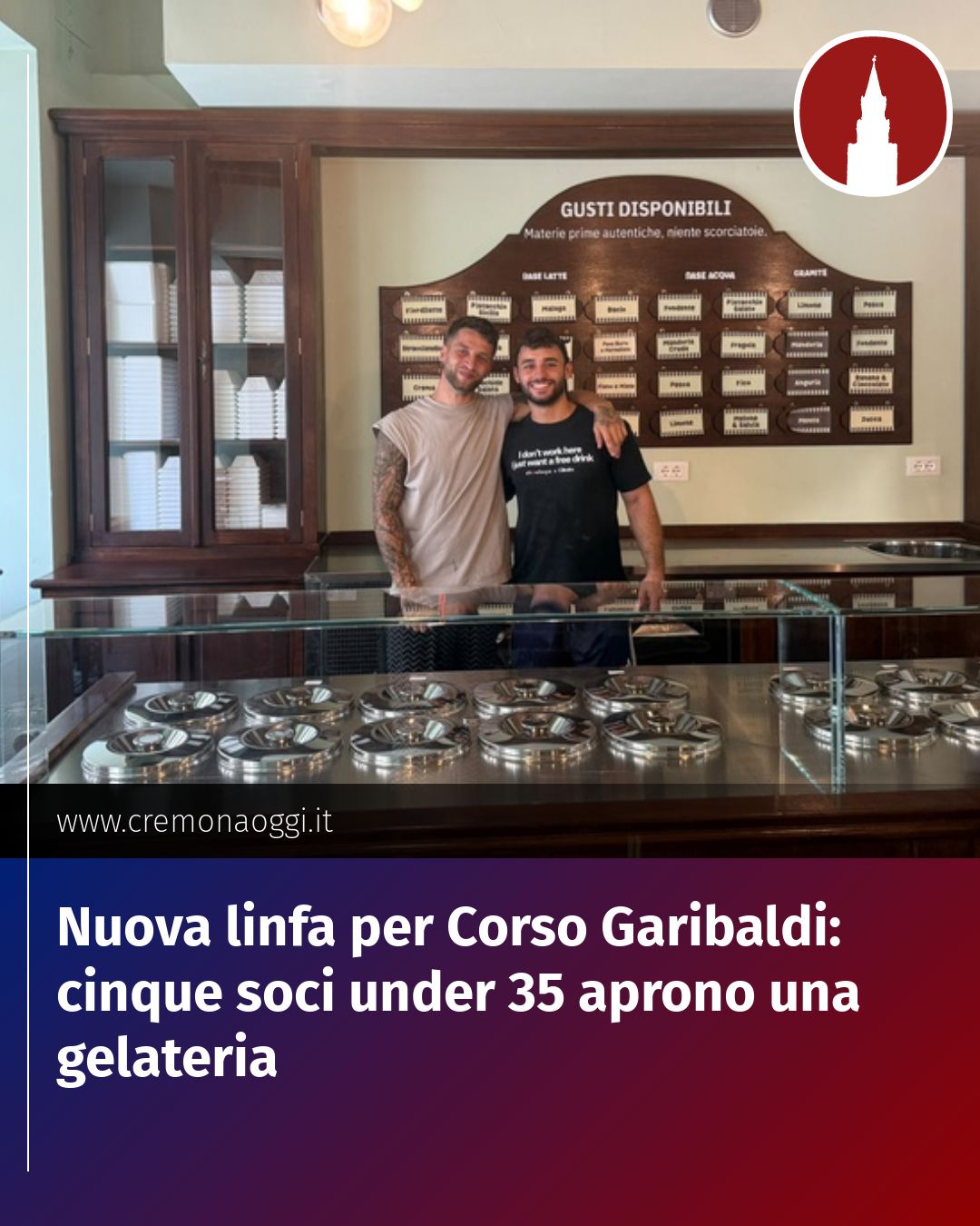 Post Instagram @Cremona_Oggi: Nuova linfa per Corso Garibaldi: cinque soci under 35 aprono una gelateria...
