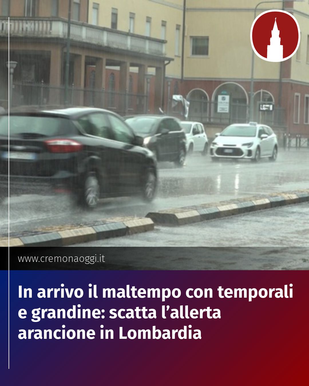 Post Instagram @Cremona_Oggi: In arrivo il maltempo con temporali e grandine: scatta l’allerta arancione in Lombardia...