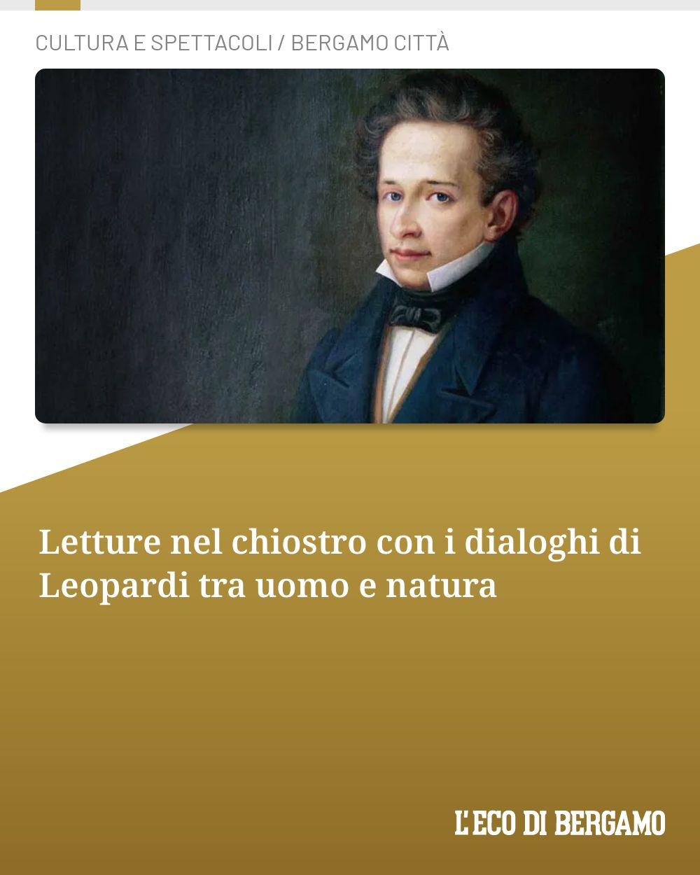 Post Instagram @ecodibergamo: Letture nel chiostro con i dialoghi di Leopardi tra uomo e natura...