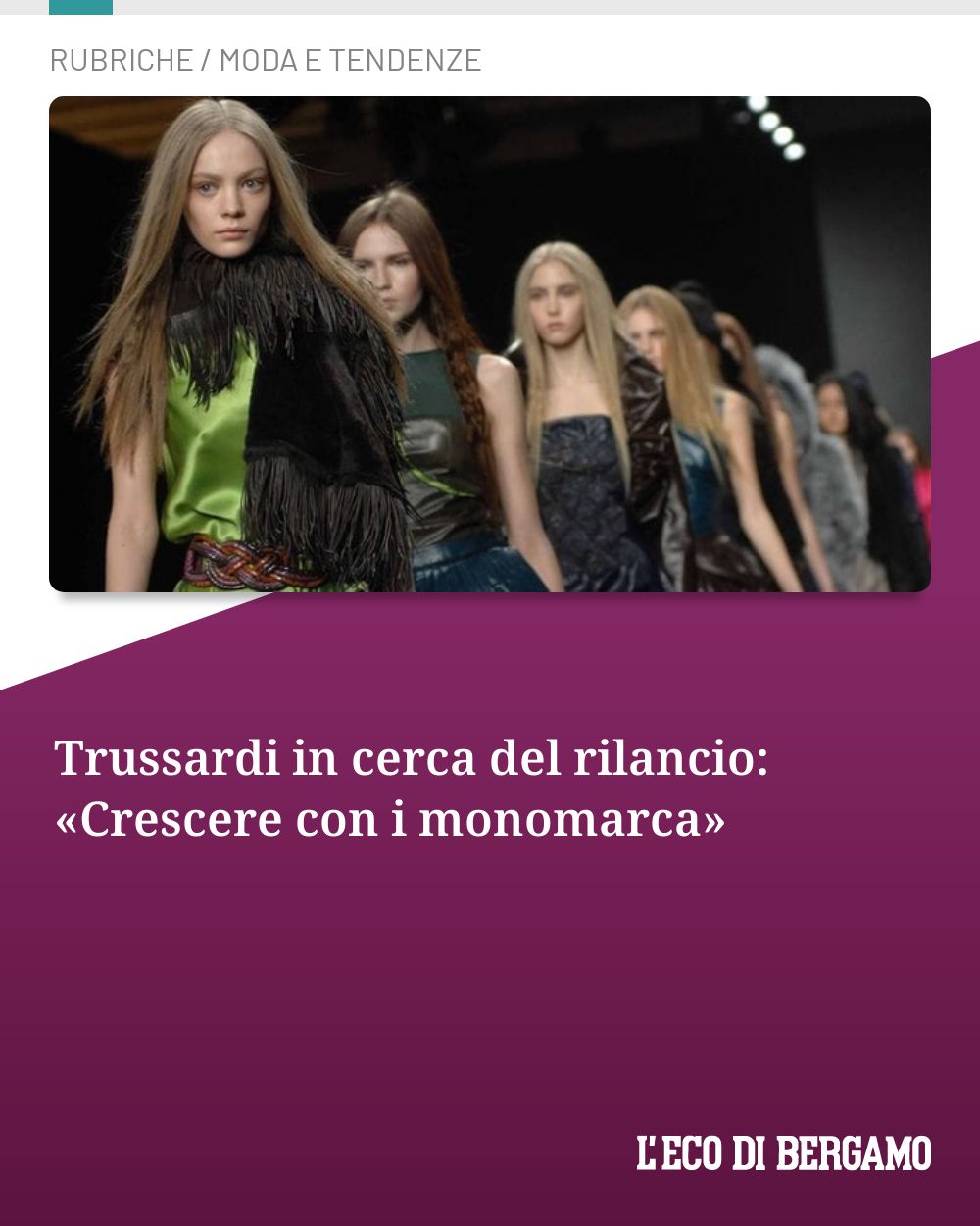 Post Instagram @ecodibergamo: Trussardi in cerca del rilancio: «Crescere con i monomarca»...