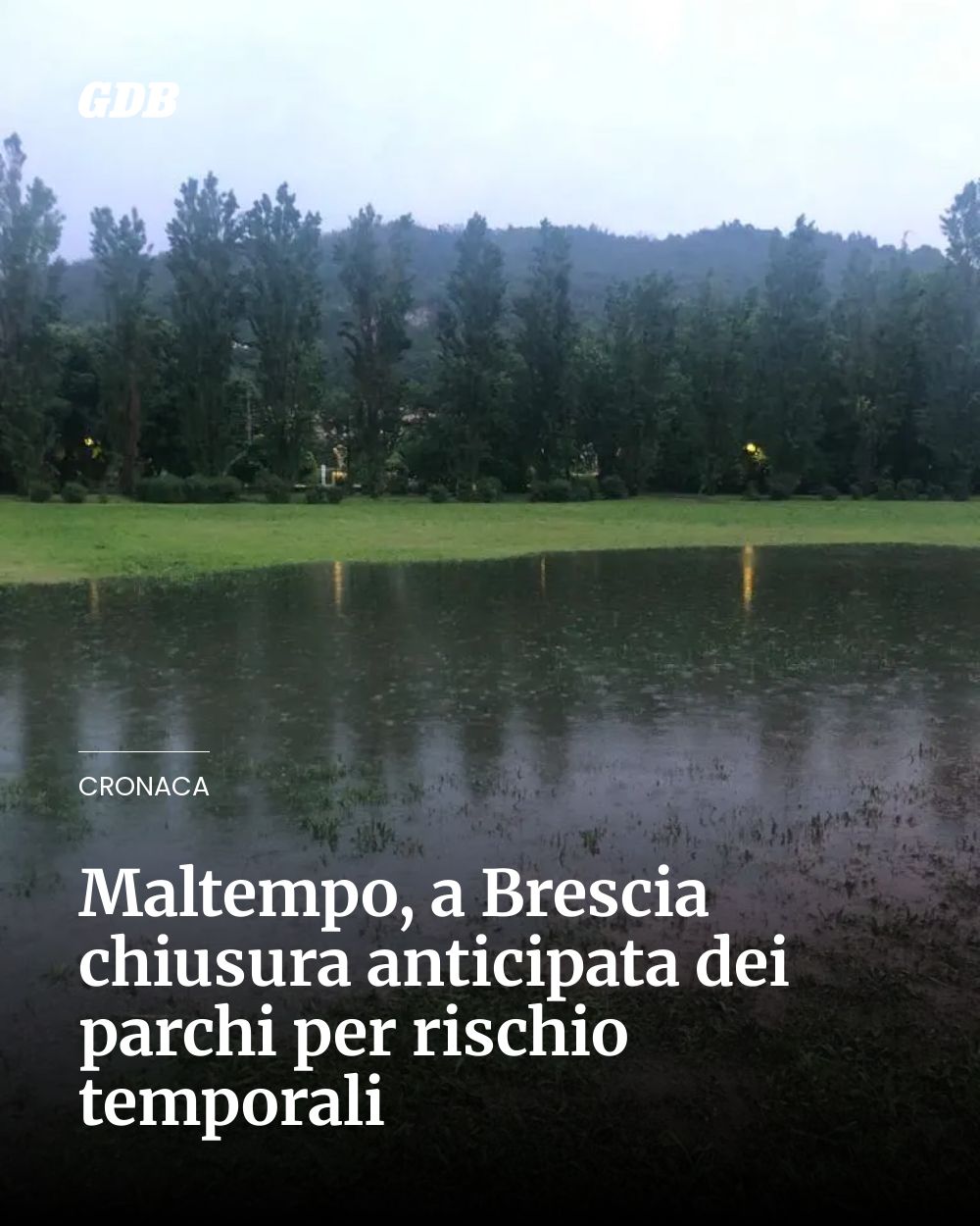 Post Instagram @giornaledibrescia: Maltempo, a Brescia chiusura anticipata dei parchi per rischio temporali...