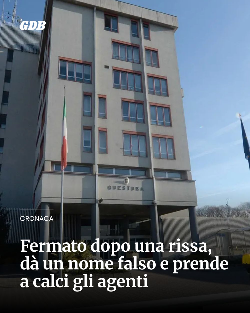 Post Instagram @giornaledibrescia: Fermato dopo una rissa, dà un nome falso e prende a calci gli agenti...