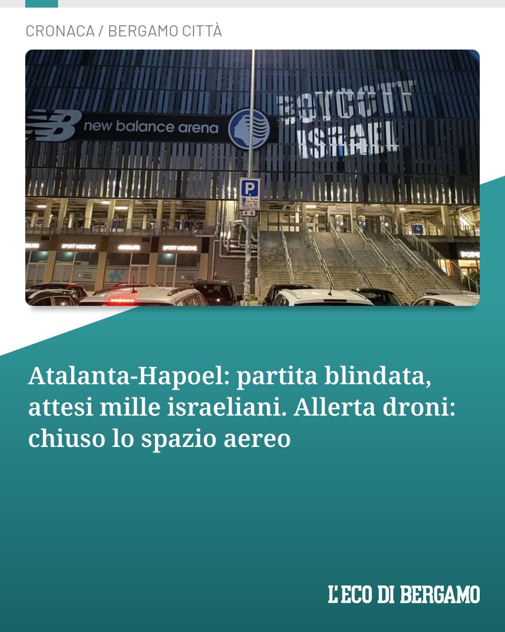 Post Instagram @ecodibergamo: Atalanta-Hapoel: partita blindata, attesi mille israeliani. Allerta droni: chiuso lo spazio aereo...