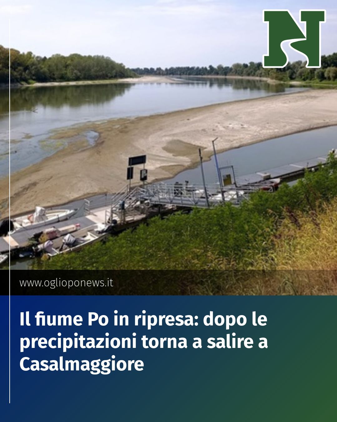 Post Instagram @redazione@oglioponews.it: Il fiume Po in ripresa: dopo le precipitazioni torna a salire a Casalmaggiore...