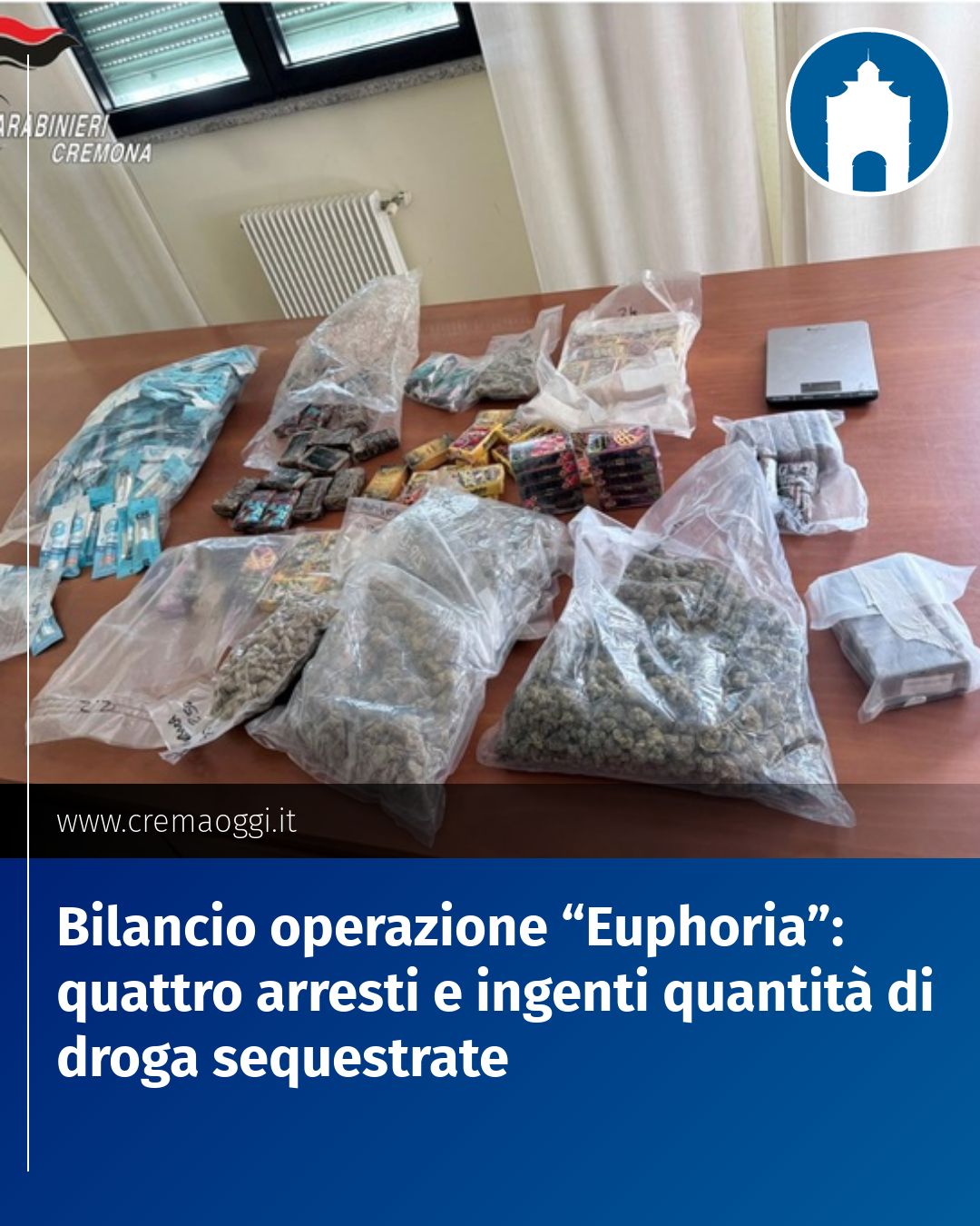Post Instagram @redazione@cremaoggi.it: Bilancio operazione “Euphoria”: quattro arresti e ingenti quantità di droga sequestrate...