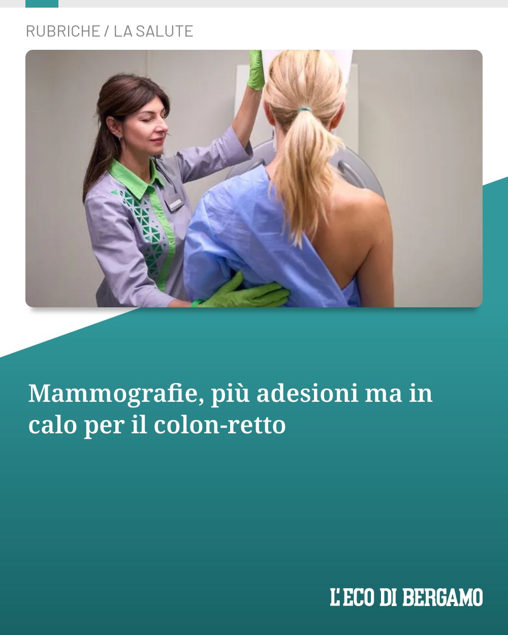 Post Instagram @ecodibergamo: Mammografie, più adesioni ma in calo per il colon-retto...