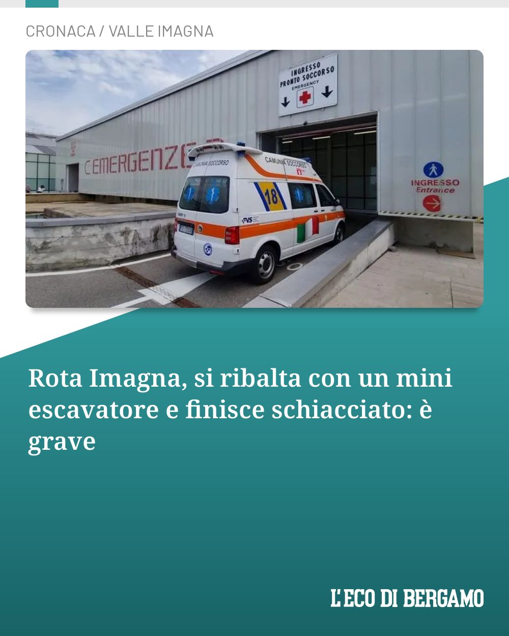 Post Instagram @ecodibergamo: Rota Imagna, si ribalta con un mini escavatore e finisce schiacciato: è grave...