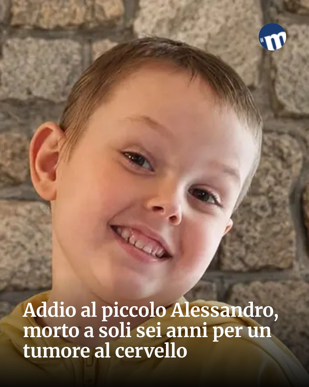 Post Instagram @socialbeat.test: Addio al piccolo Alessandro, morto a soli sei anni per un tumore al cervello...