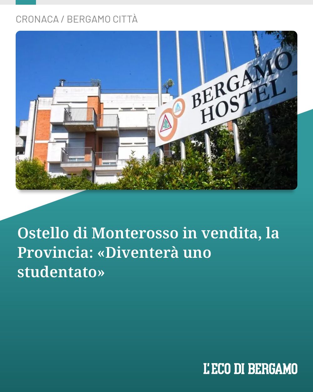 Post Instagram @ecodibergamo: Ostello di Monterosso in vendita, la Provincia: «Diventerà uno studentato»...
