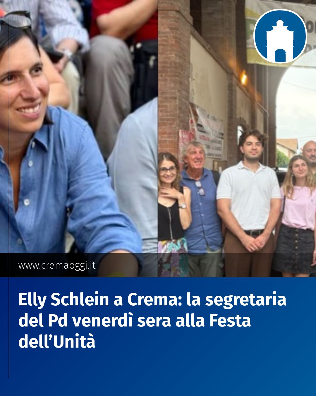 Post Instagram @redazione@cremaoggi.it: Elly Schlein a Crema: la segretaria del Pd venerdì sera alla Festa dell’Unità...