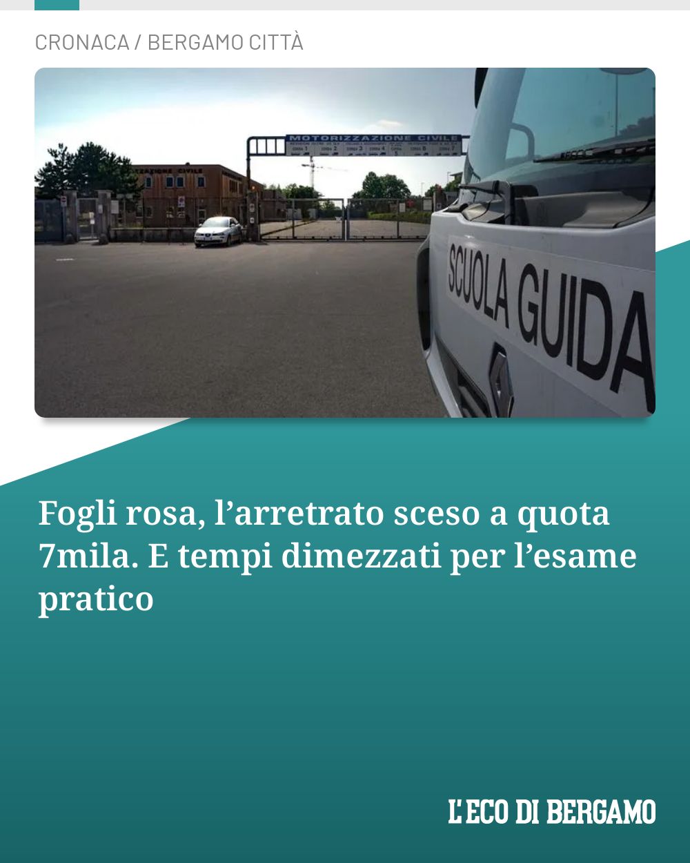 Post Instagram @ecodibergamo: Fogli rosa, l’arretrato sceso a quota 7mila. E tempi dimezzati per l’esame pratico...