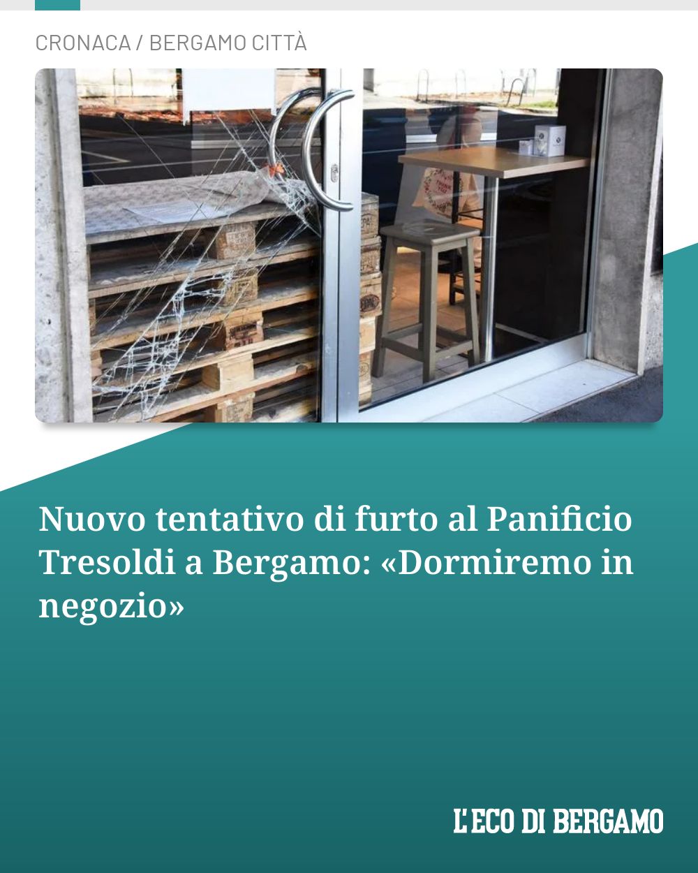 Post Instagram @ecodibergamo: Nuovo tentativo di furto al Panificio Tresoldi a Bergamo: «Dormiremo in negozio»...