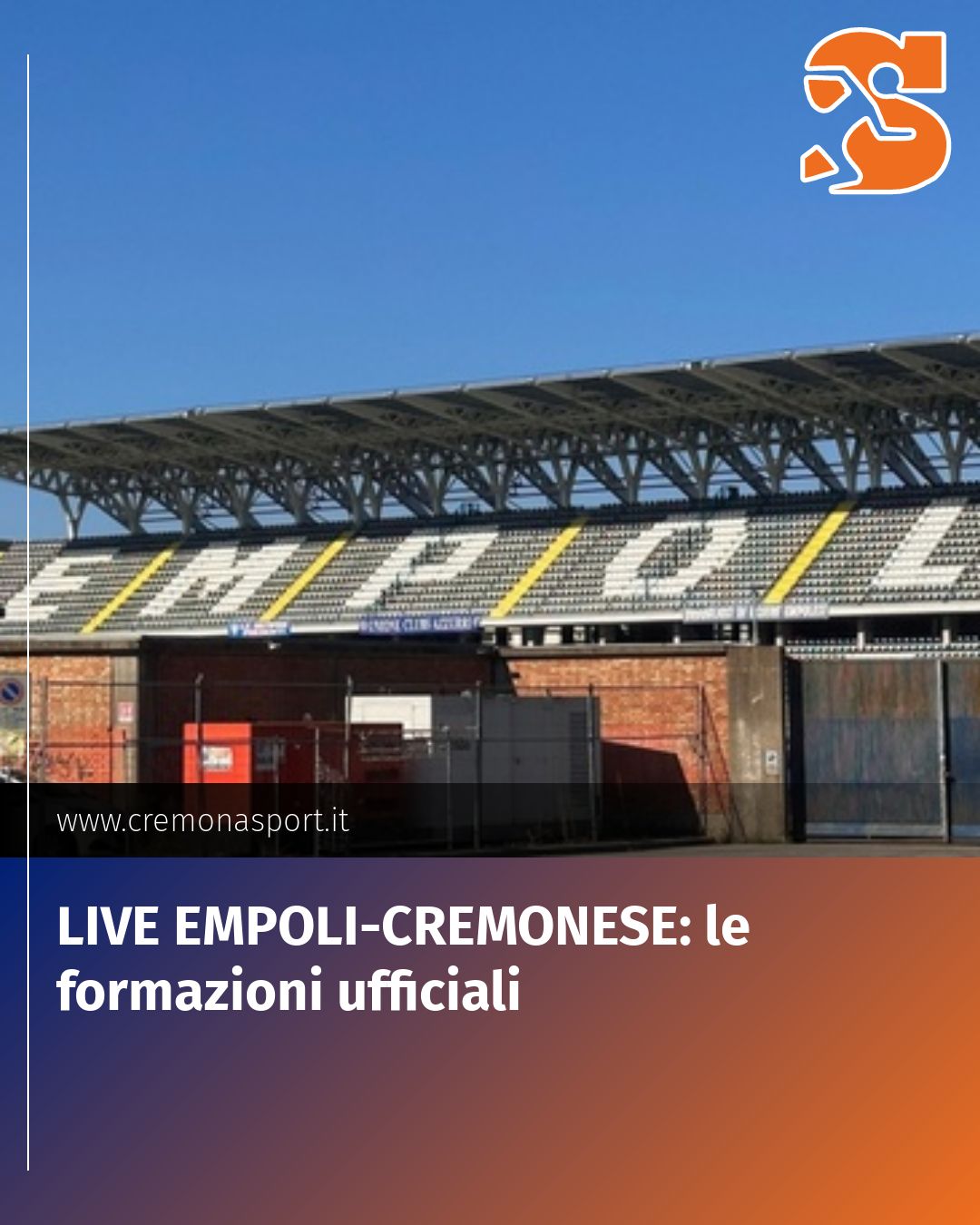Post Instagram @Cremona_Sport: LIVE EMPOLI-CREMONESE: le formazioni ufficiali...