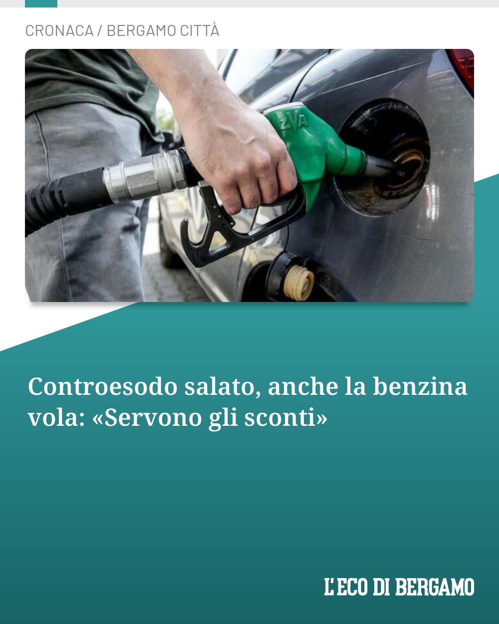 Post Instagram @ecodibergamo: Controesodo salato, anche la benzina vola: «Servono gli sconti»...