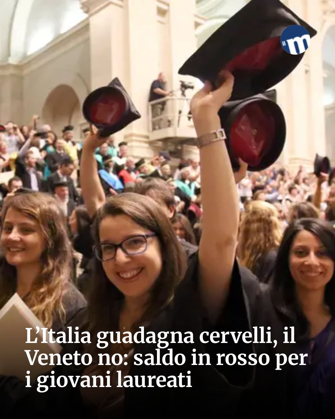 Post Instagram @socialbeat.test: L’Italia guadagna cervelli, il Veneto no: saldo in rosso per i giovani laureati...