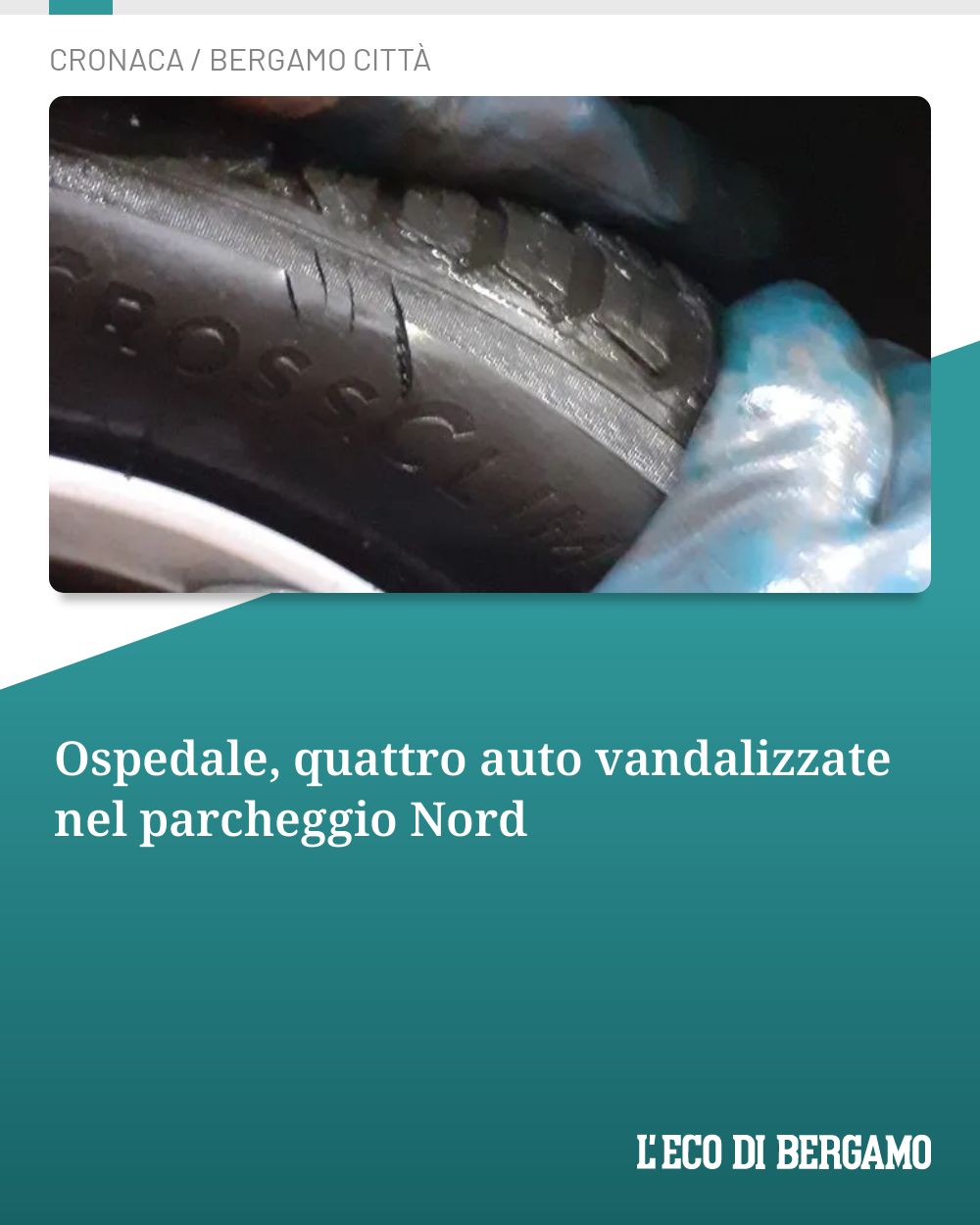 Post Instagram @ecodibergamo: Ospedale, quattro auto vandalizzate nel parcheggio Nord...
