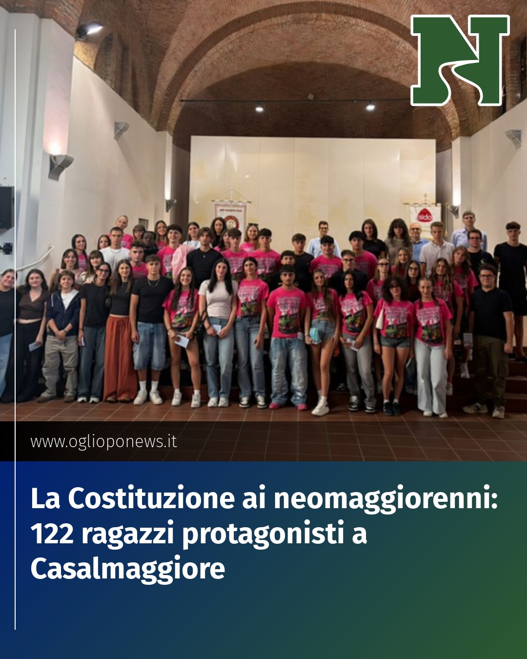 Post Instagram @redazione@oglioponews.it: La Costituzione ai neomaggiorenni: 122 ragazzi protagonisti a Casalmaggiore...