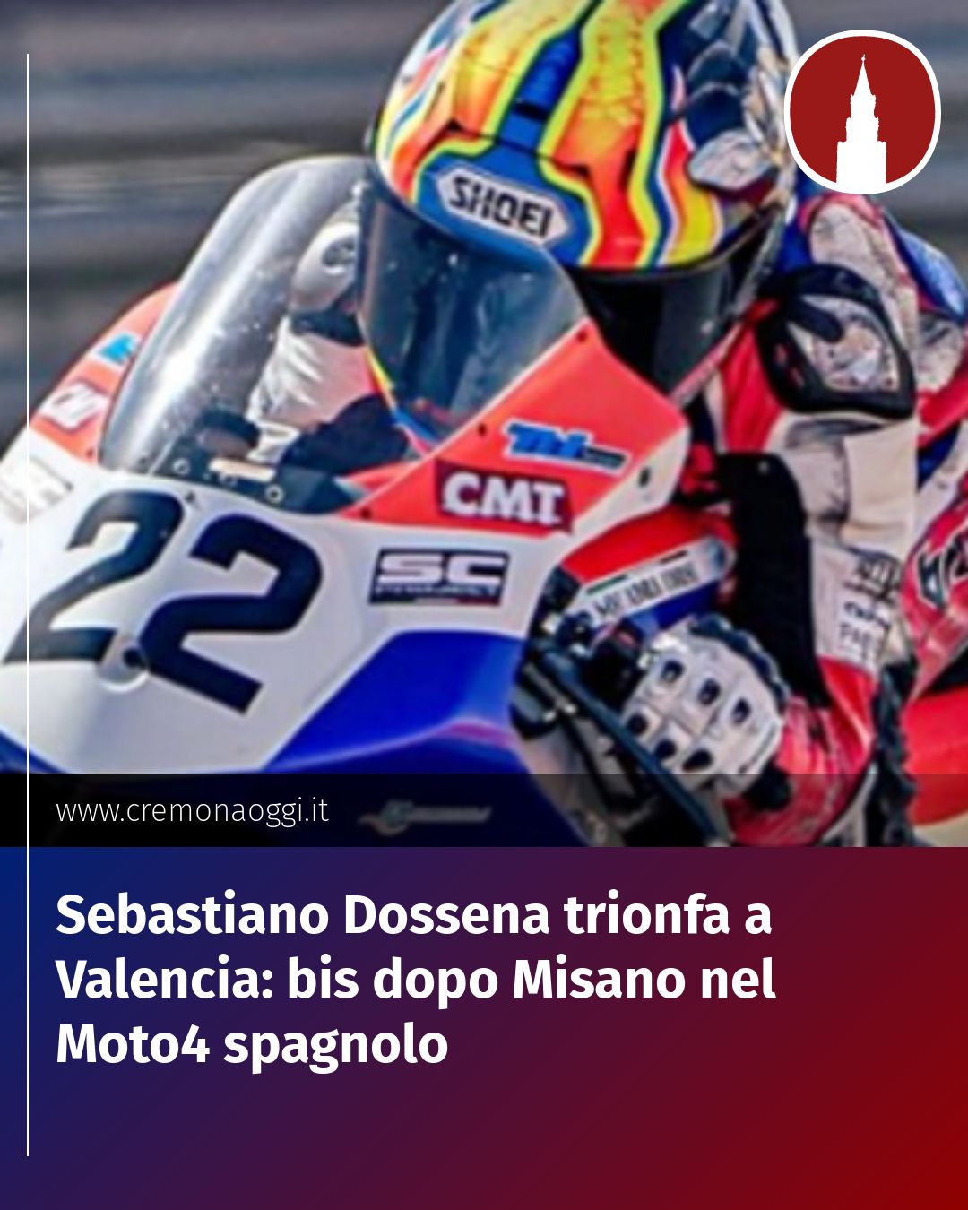 Post Instagram @Cremona_Oggi: Sebastiano Dossena trionfa a Valencia: bis dopo Misano nel Moto4 spagnolo...