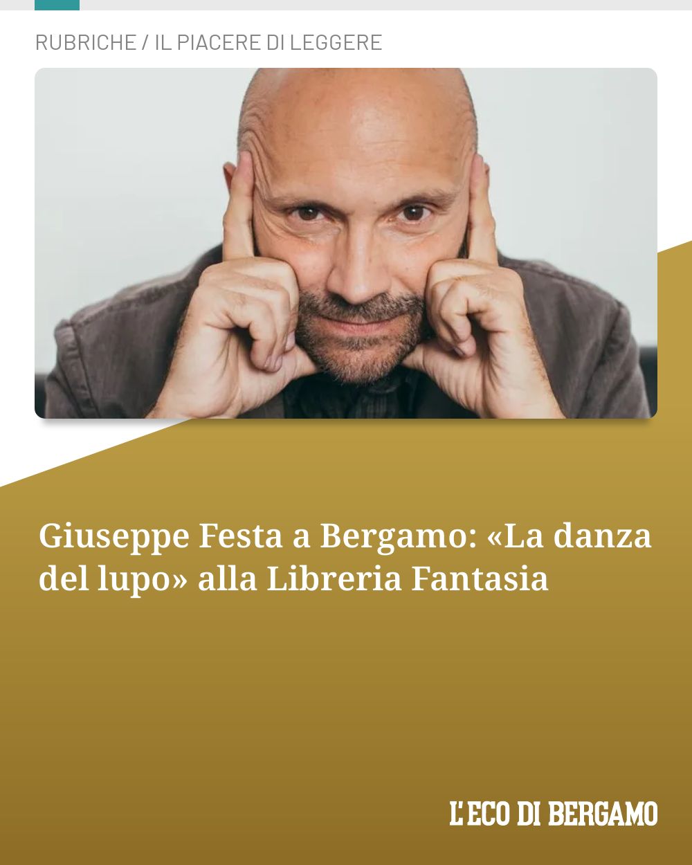 Post Instagram @ecodibergamo: Giuseppe Festa a Bergamo: «La danza del lupo» alla Libreria Fantasia...