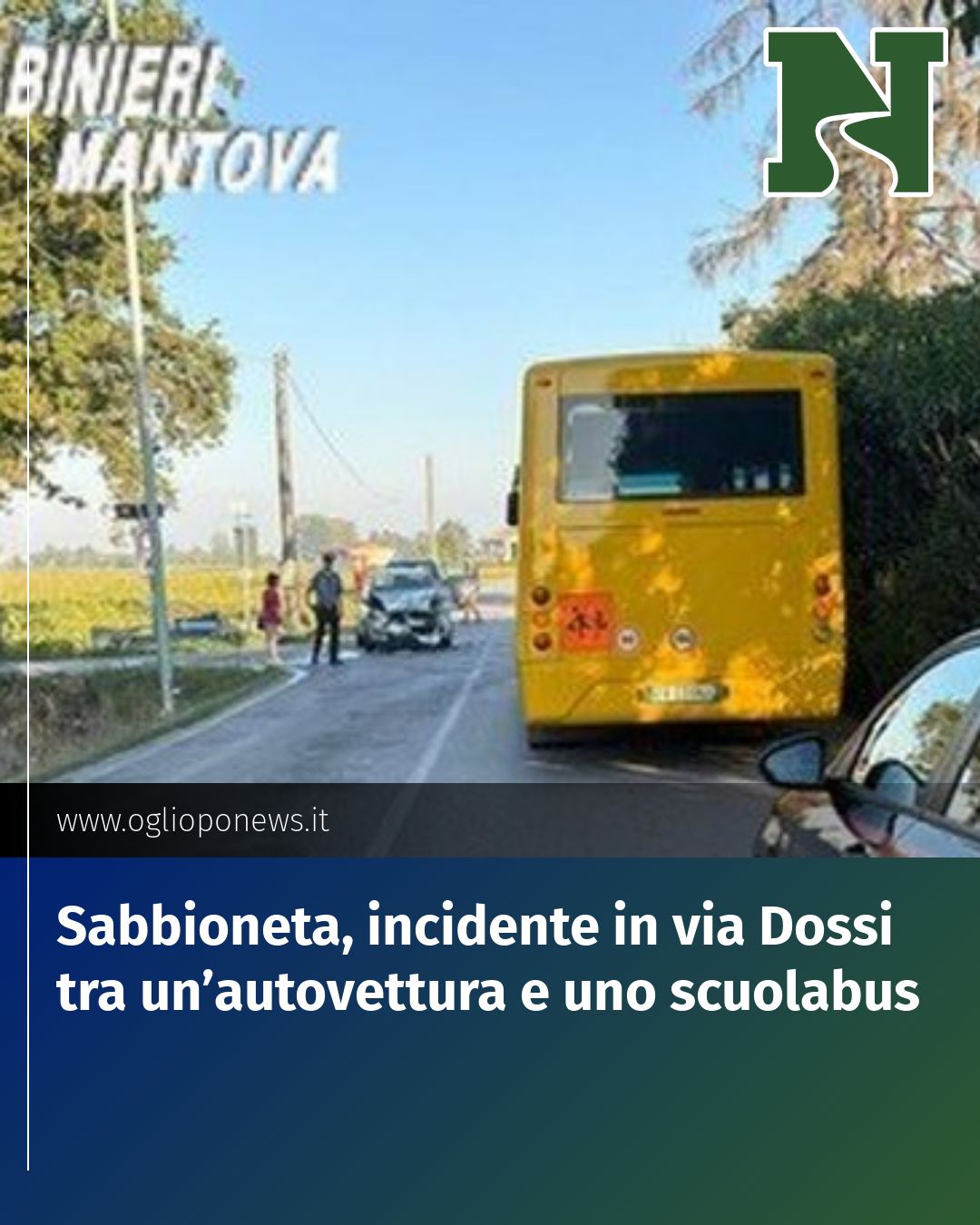 Post Instagram @redazione@oglioponews.it: Sabbioneta, incidente in via Dossi tra un’autovettura e uno scuolabus...