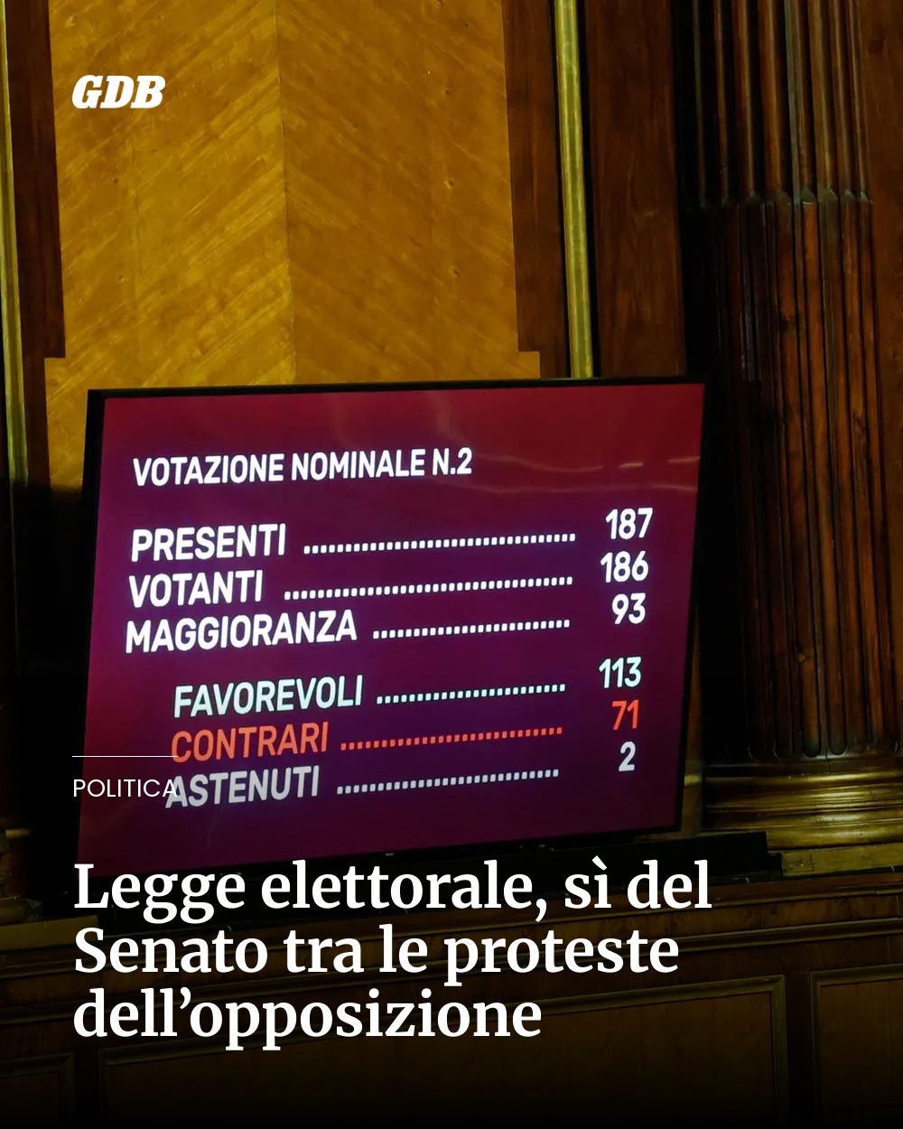 Post Instagram @giornaledibrescia: Legge elettorale, sì del Senato tra le proteste dell’opposizione...