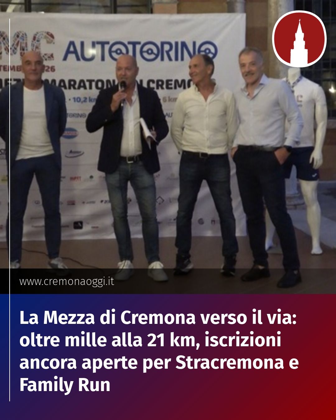 Post Instagram @Cremona_Oggi: La Mezza di Cremona verso il via: oltre mille alla 21 km, iscrizioni ancora aperte per Stracremona e