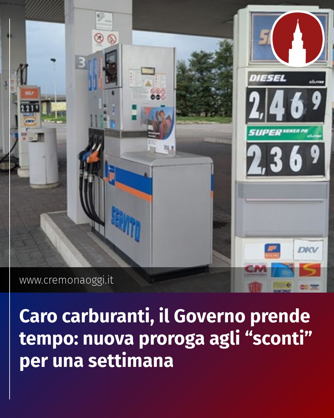 Post Instagram @Cremona_Oggi: Caro carburanti, il Governo prende tempo: nuova proroga agli “sconti” per una settimana...