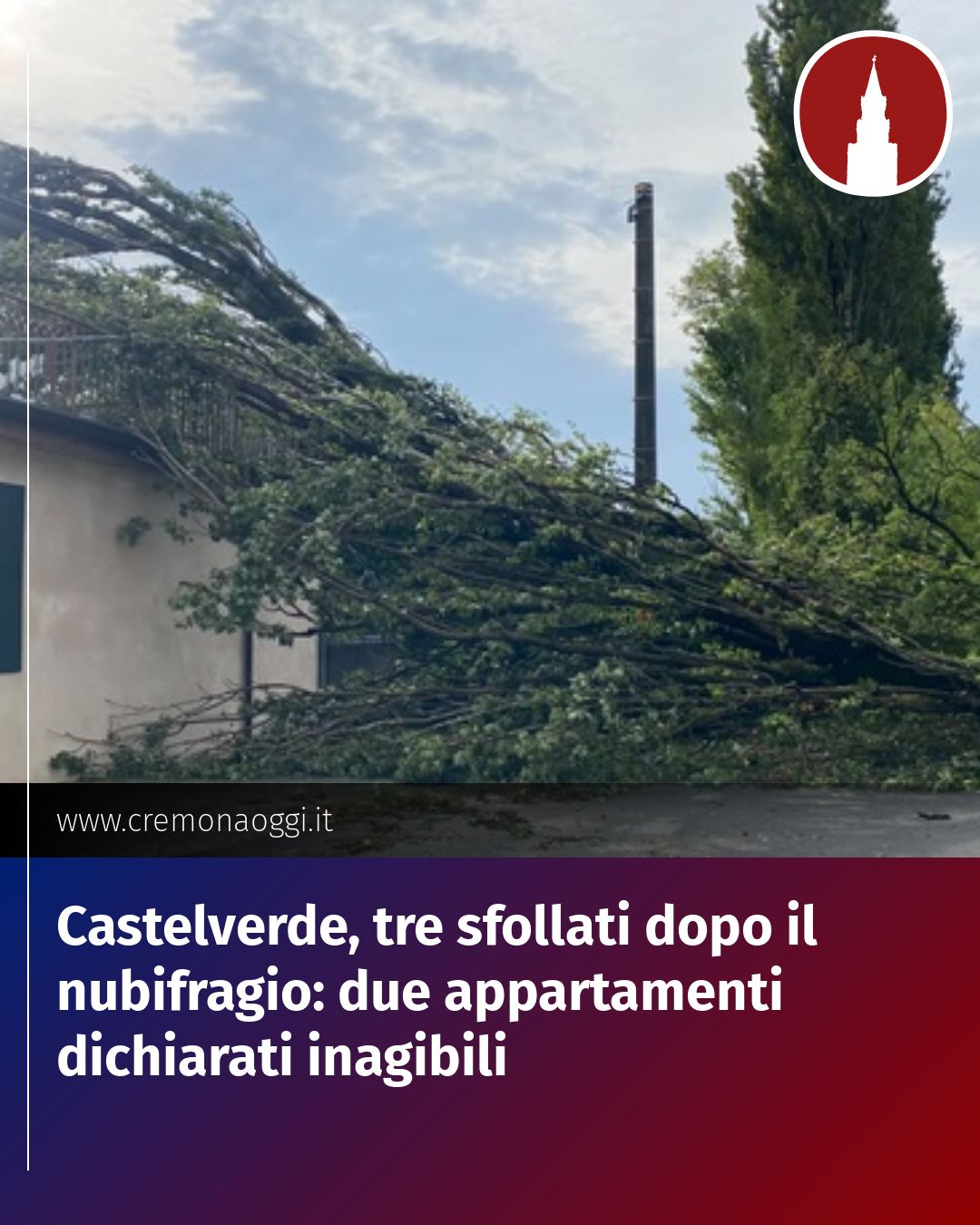 Post Instagram @Cremona_Oggi: Castelverde, tre sfollati dopo il nubifragio: due appartamenti dichiarati inagibili...