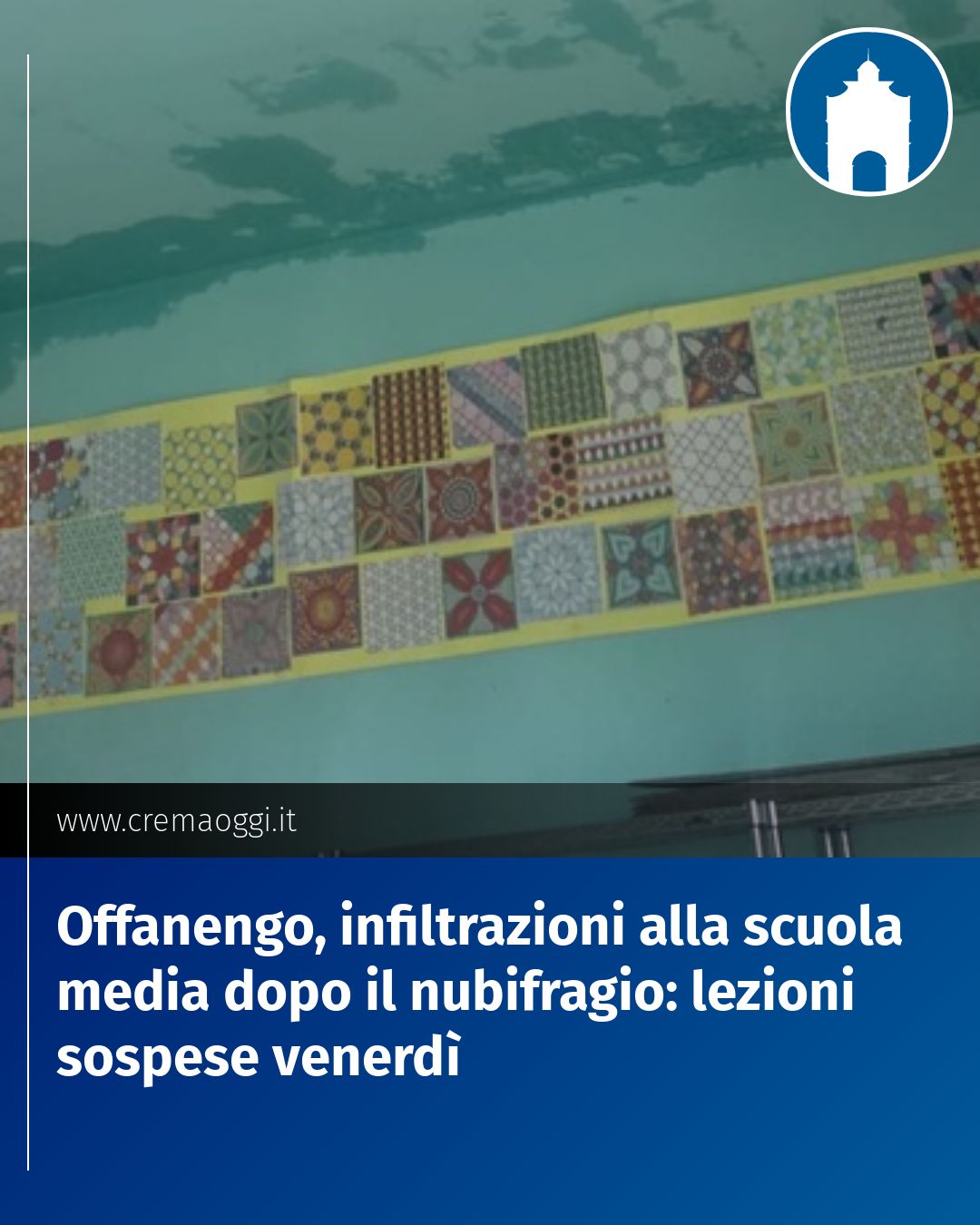 Post Instagram @redazione@cremaoggi.it: Offanengo, infiltrazioni alla scuola media dopo il nubifragio: lezioni sospese venerdì...