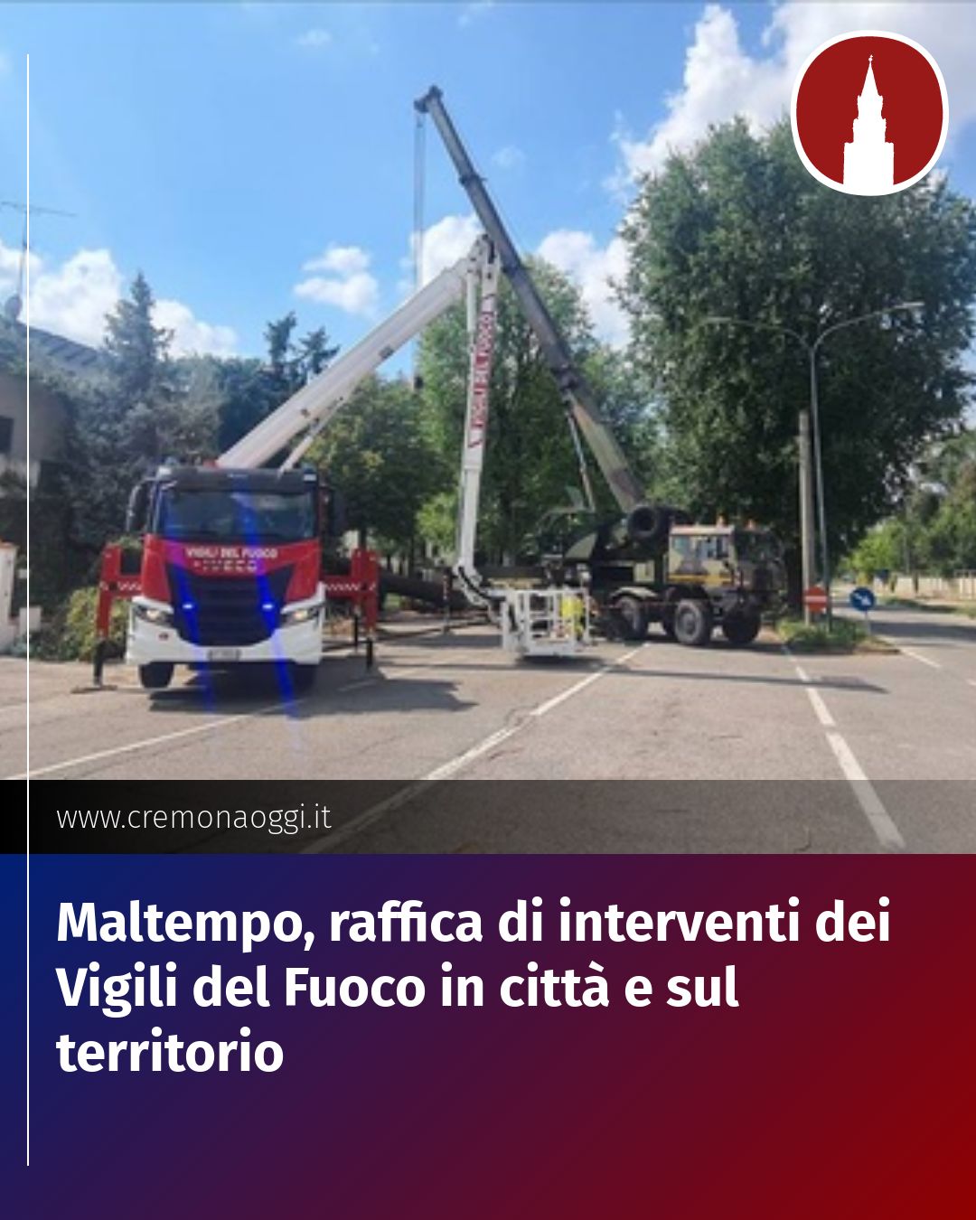 Post Instagram @Cremona_Oggi: Maltempo, raffica di interventi dei Vigili del Fuoco in città e sul territorio...