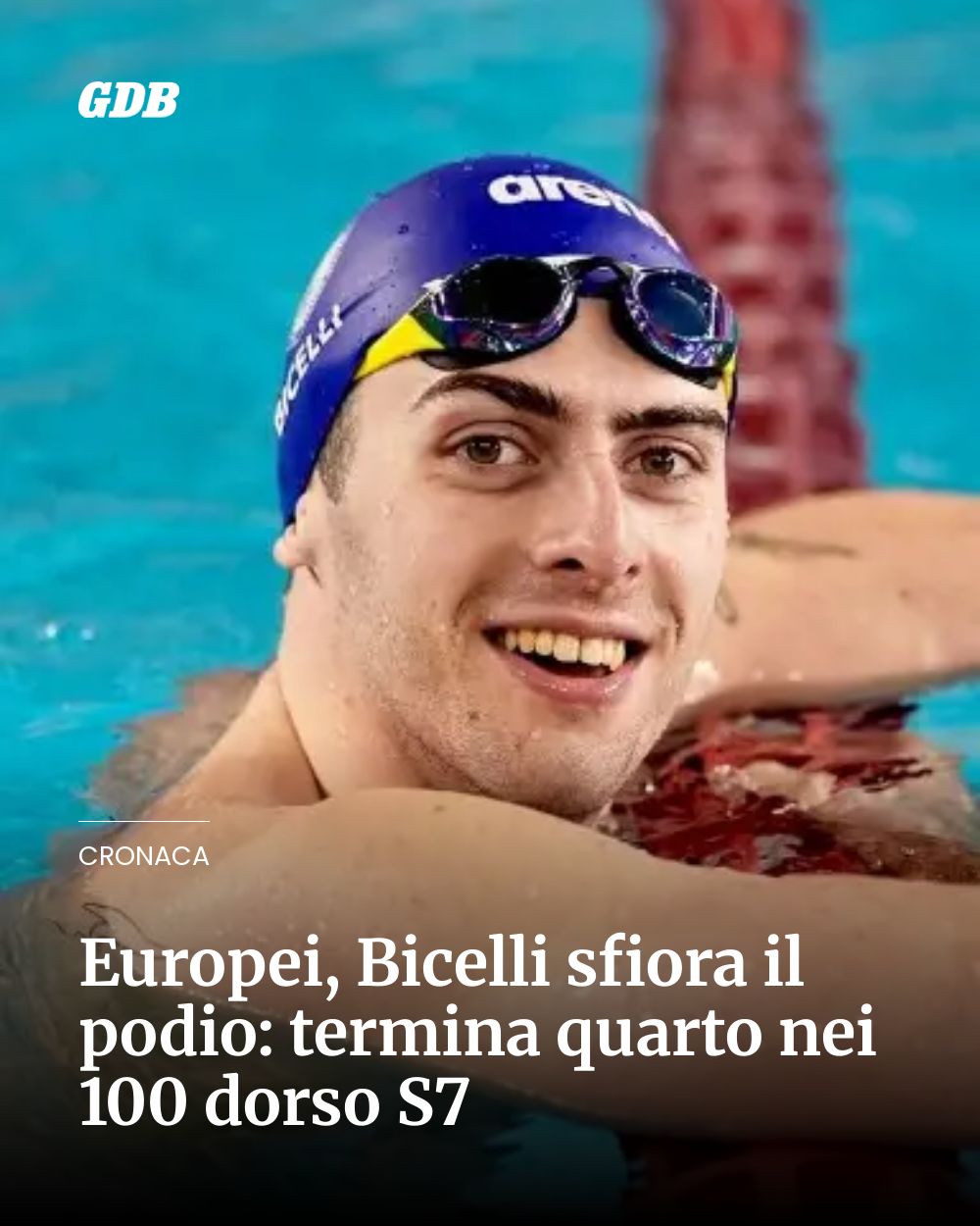 Post Instagram @giornaledibrescia: Europei, Bicelli sfiora il podio: termina quarto nei 100 dorso S7...
