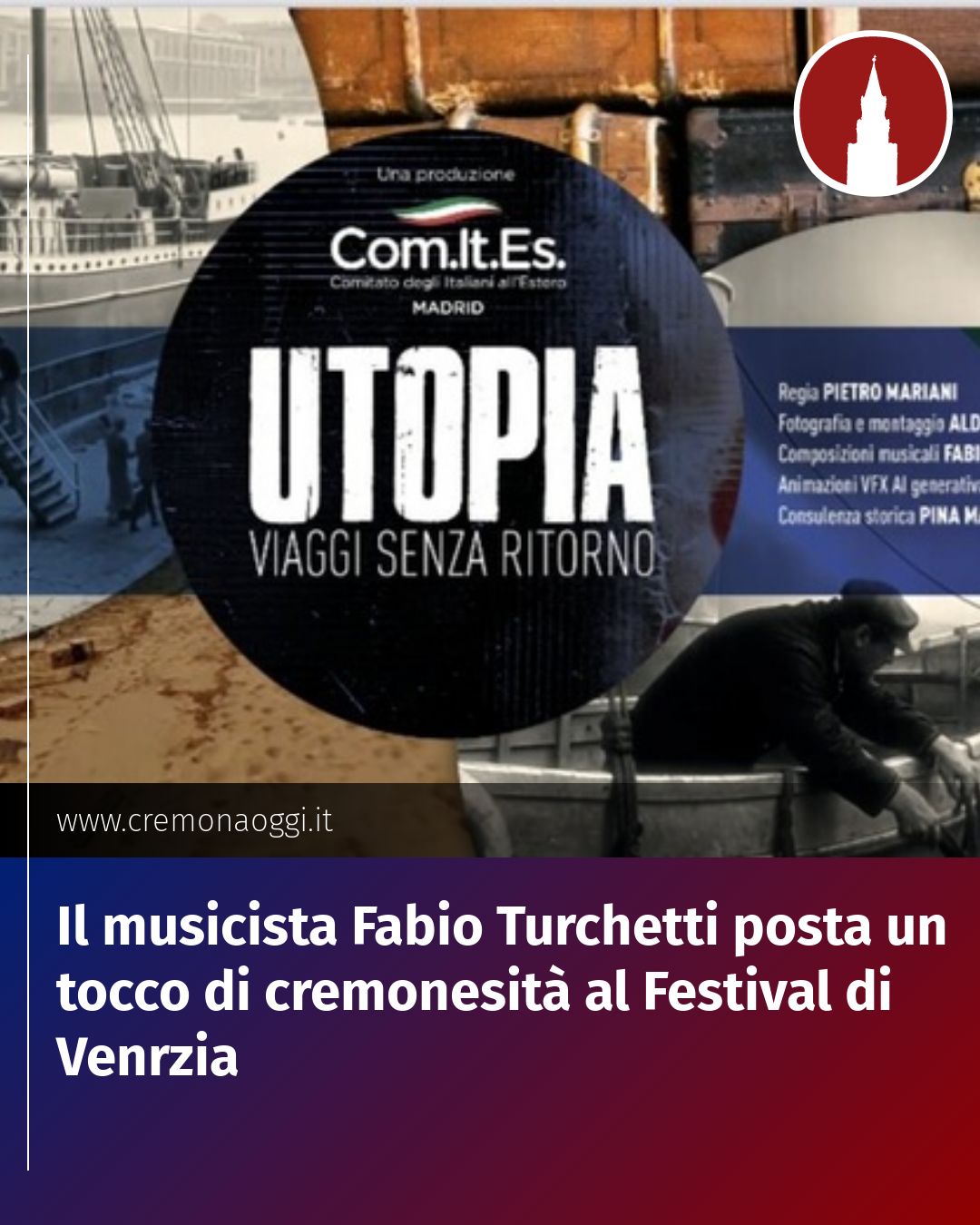Post Instagram @Cremona_Oggi: Il musicista Fabio Turchetti posta un tocco di cremonesità al Festival di Venrzia...