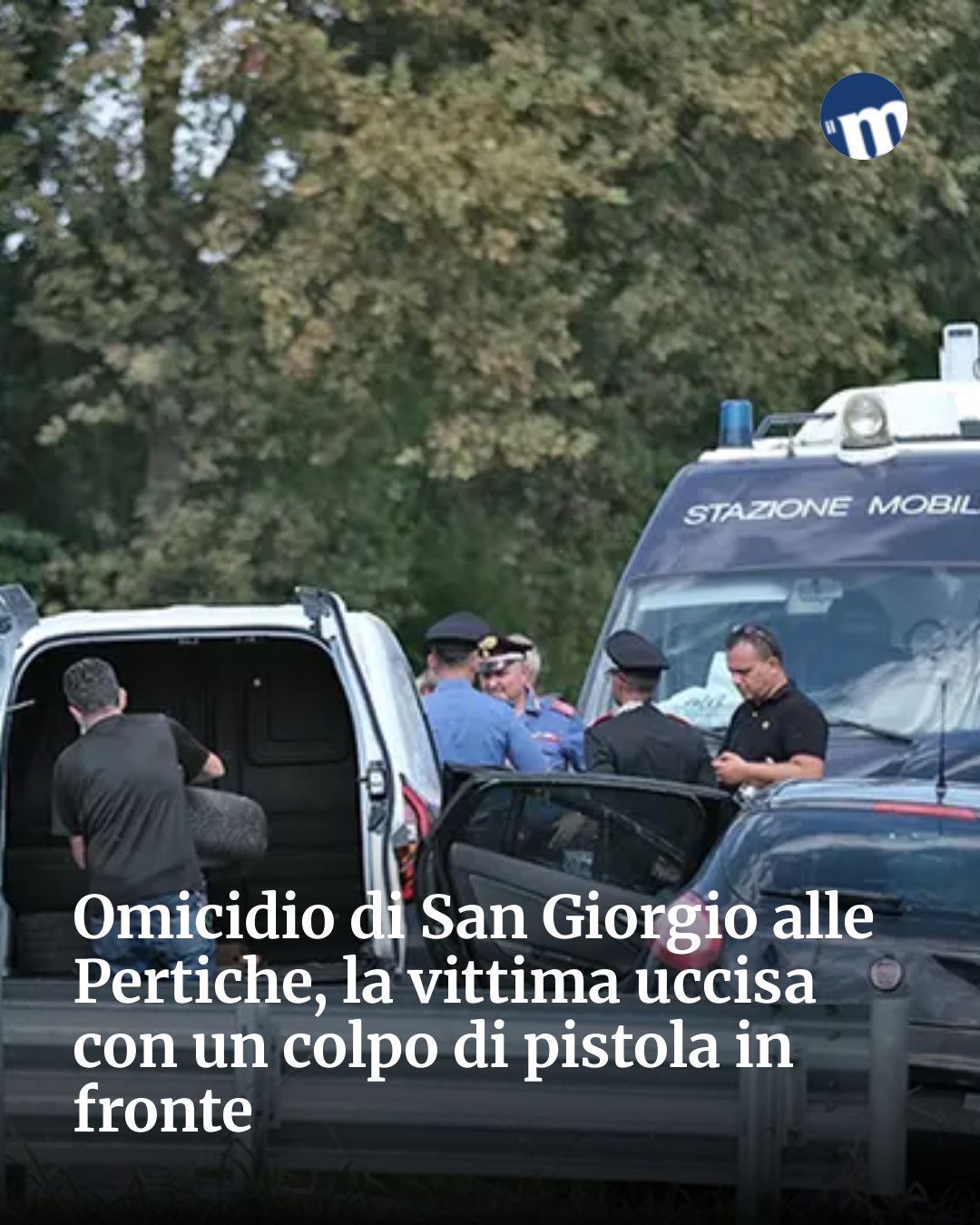 Post Instagram @socialbeat.test: Omicidio di San Giorgio alle Pertiche, la vittima uccisa con un colpo di pistola in fronte...
