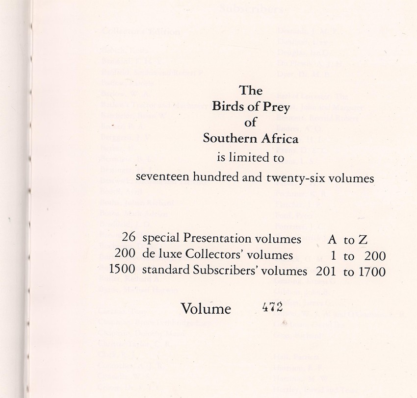 The Birds Of Prey Of Southern Africa - Auction #63